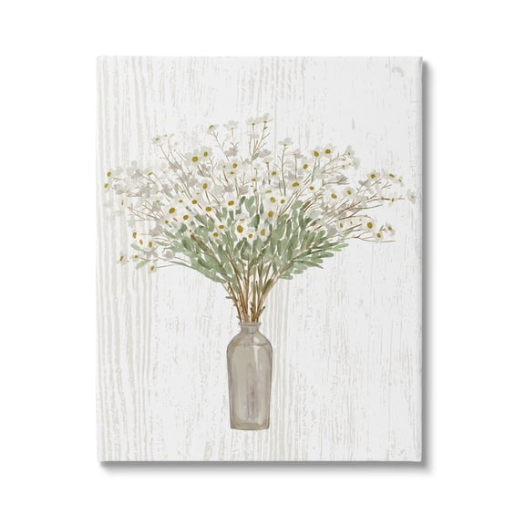 Stupell Industries Country Wildflower Blooms Arrangement Rustic Plank Pattern Graphic Art Gallery Wrapped Canvas Print Wall Art, Design by Ziwei Li
