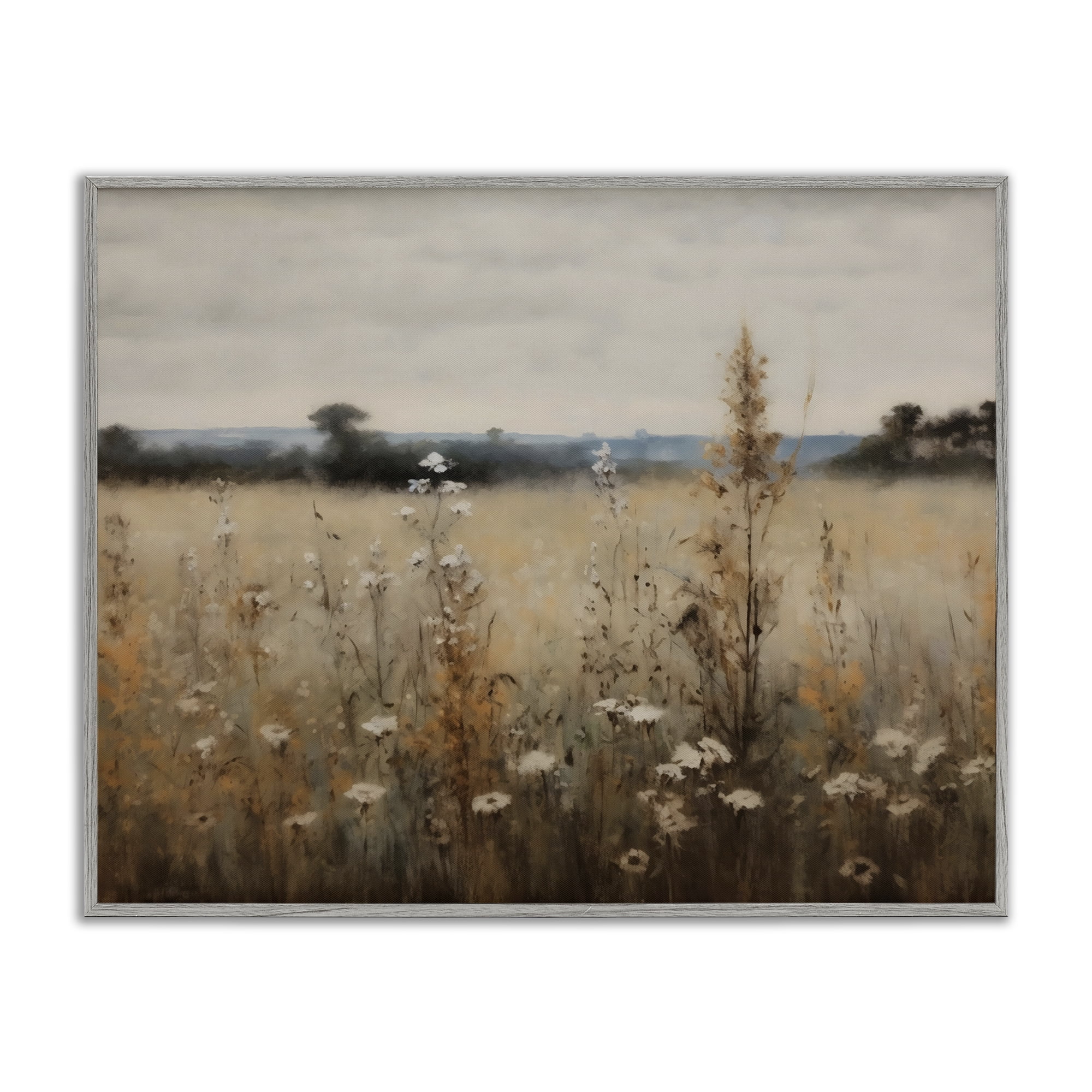 Stupell Industries Country Wildflowers in Misty Meadow Gray Framed Giclee Art, design by Creative Studio