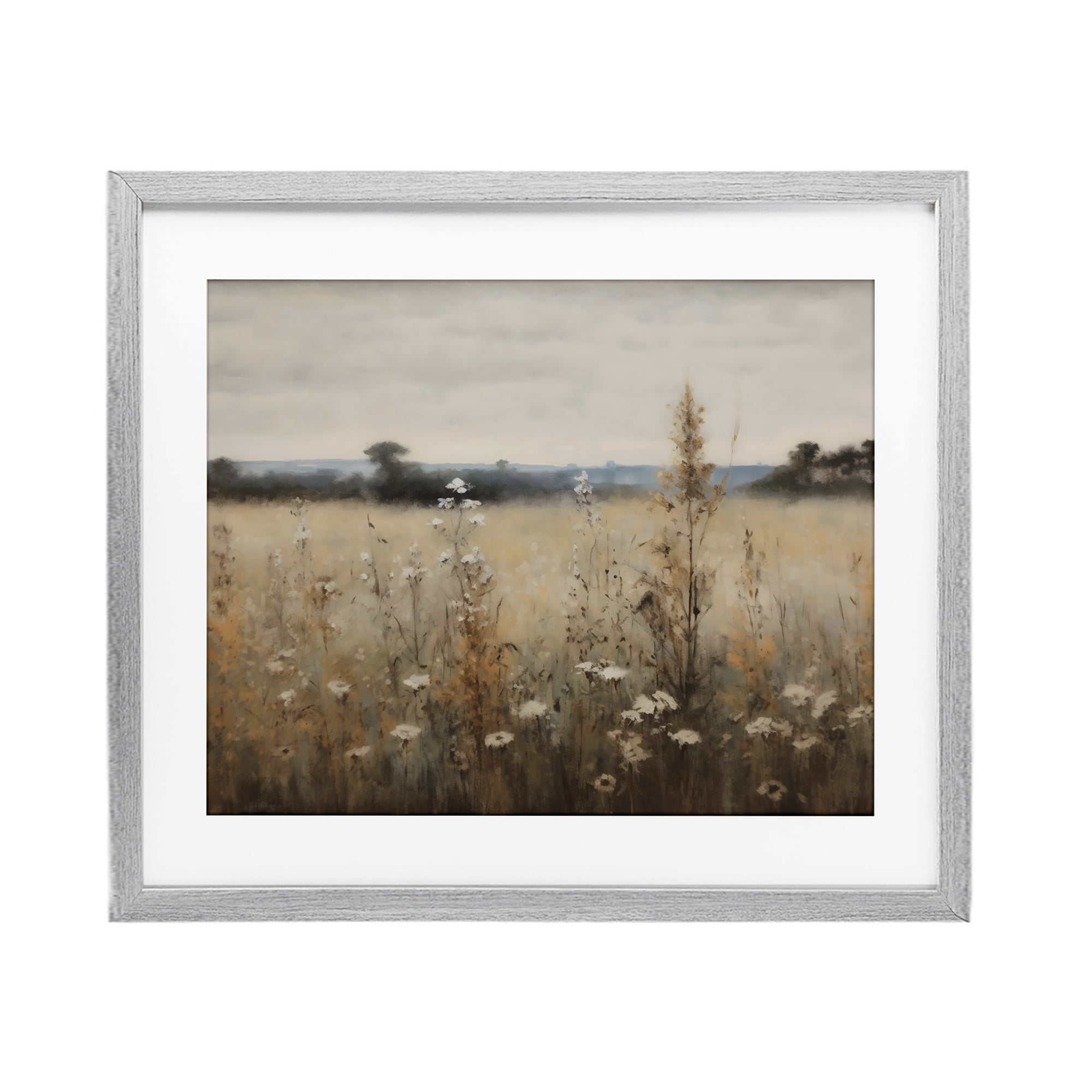 Stupell Industries Country Wildflowers in Misty Meadow Gray Framed Print Under Glass, design by Creative Studio