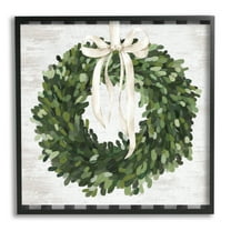 Stupell Industries Country Wreath with Plaid Botanical & Floral Painting Black Framed Art Print Wall Art, 12 x 12