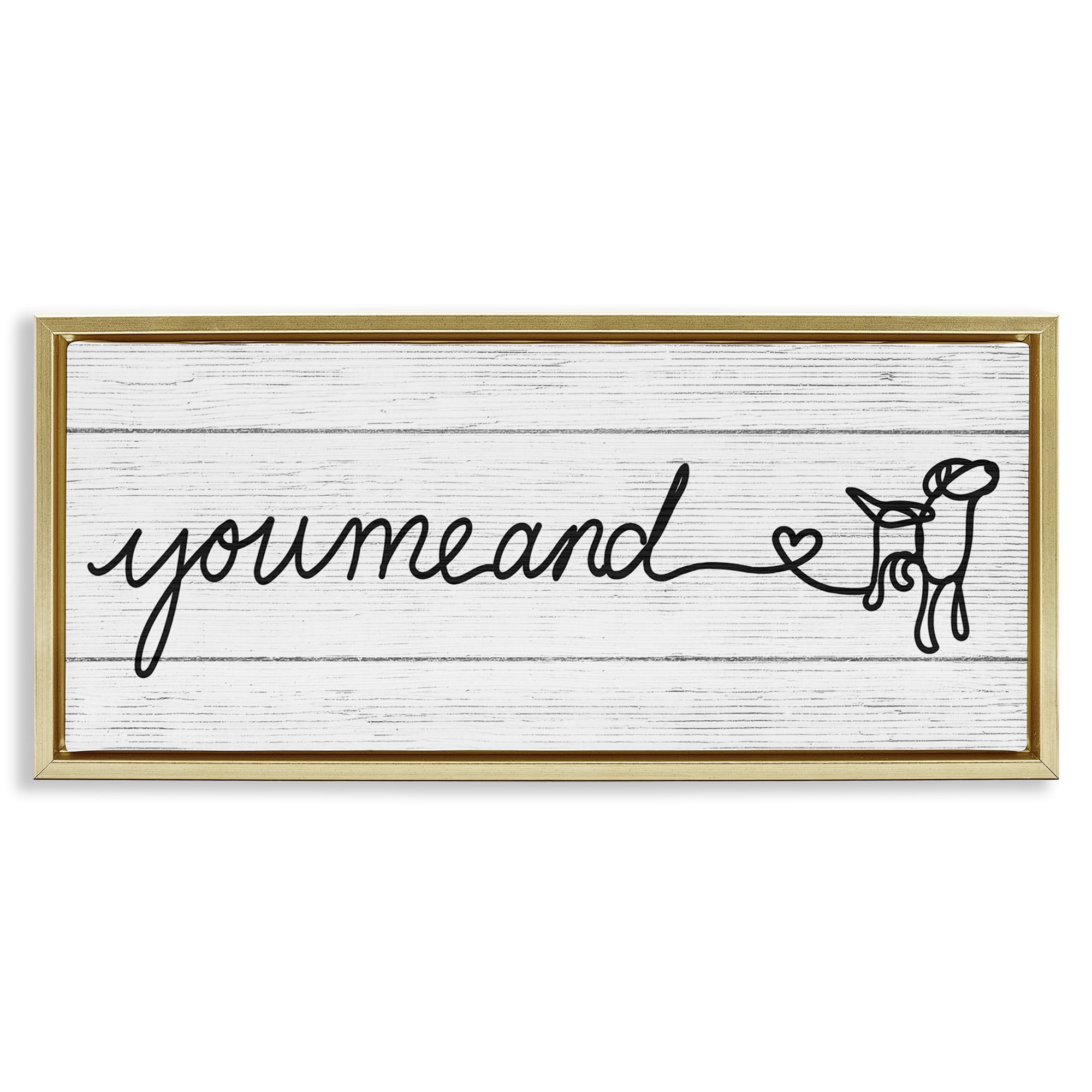 Stupell Industries Country You Me & Dog Typography Painting Gold Floater Framed Canvas Art Print Wall Art, 31 x 14