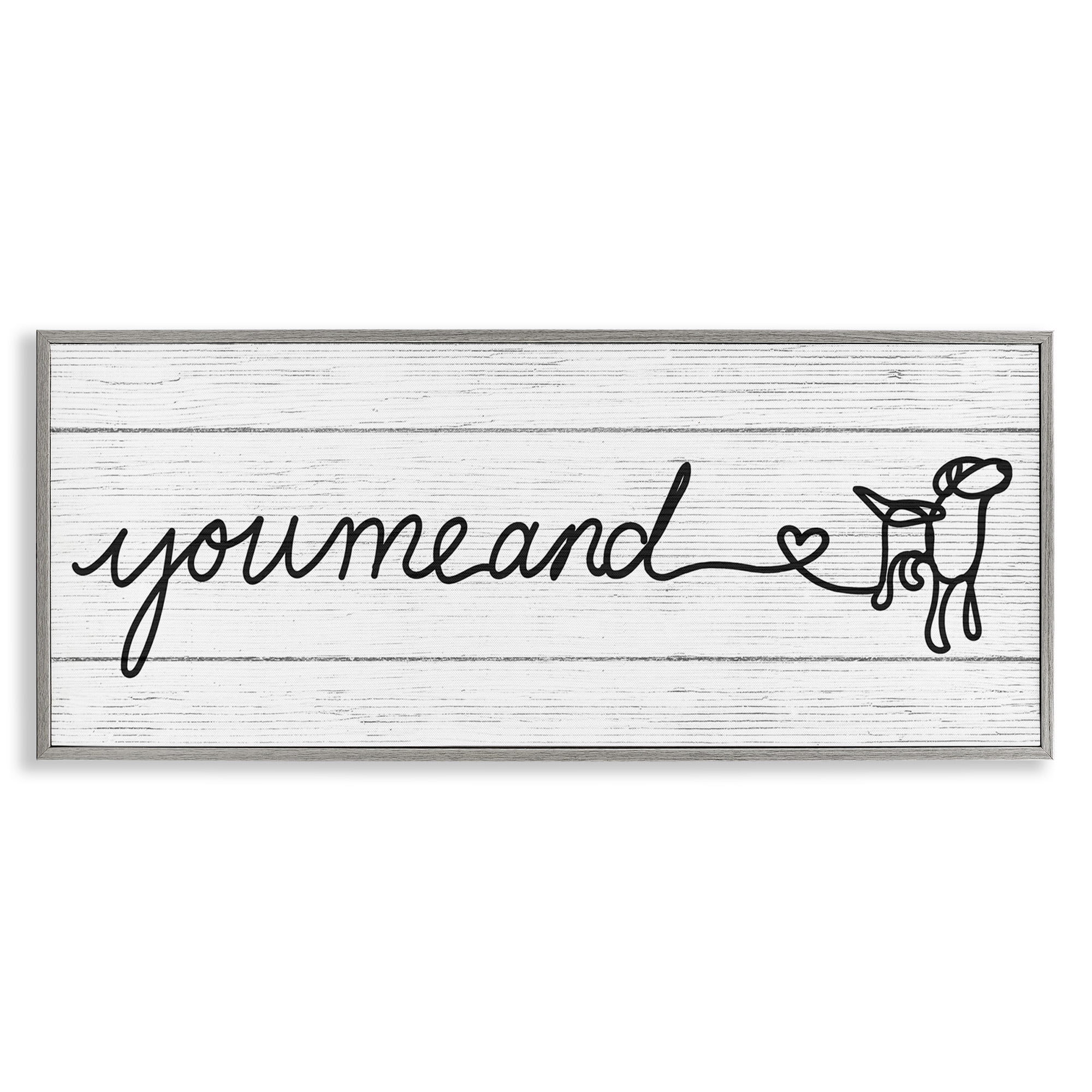 Stupell Industries Country You Me & Dog Typography Painting Gray Framed Art Print Wall Art, 30 x 13