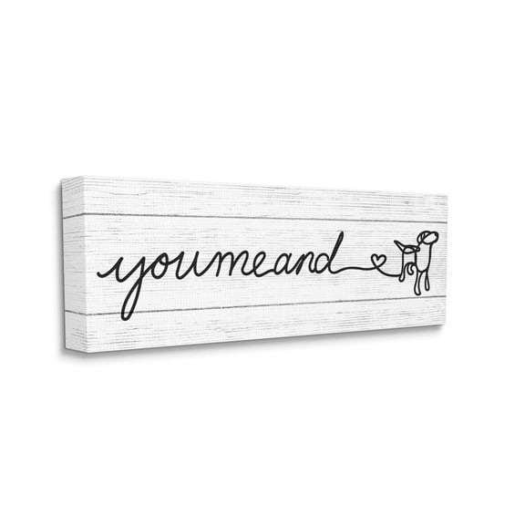 Stupell Industries Country You Me and Dog Quote Rustic Line Design Canvas Wall Art Design by Daphne Polselli, 13" x 30"