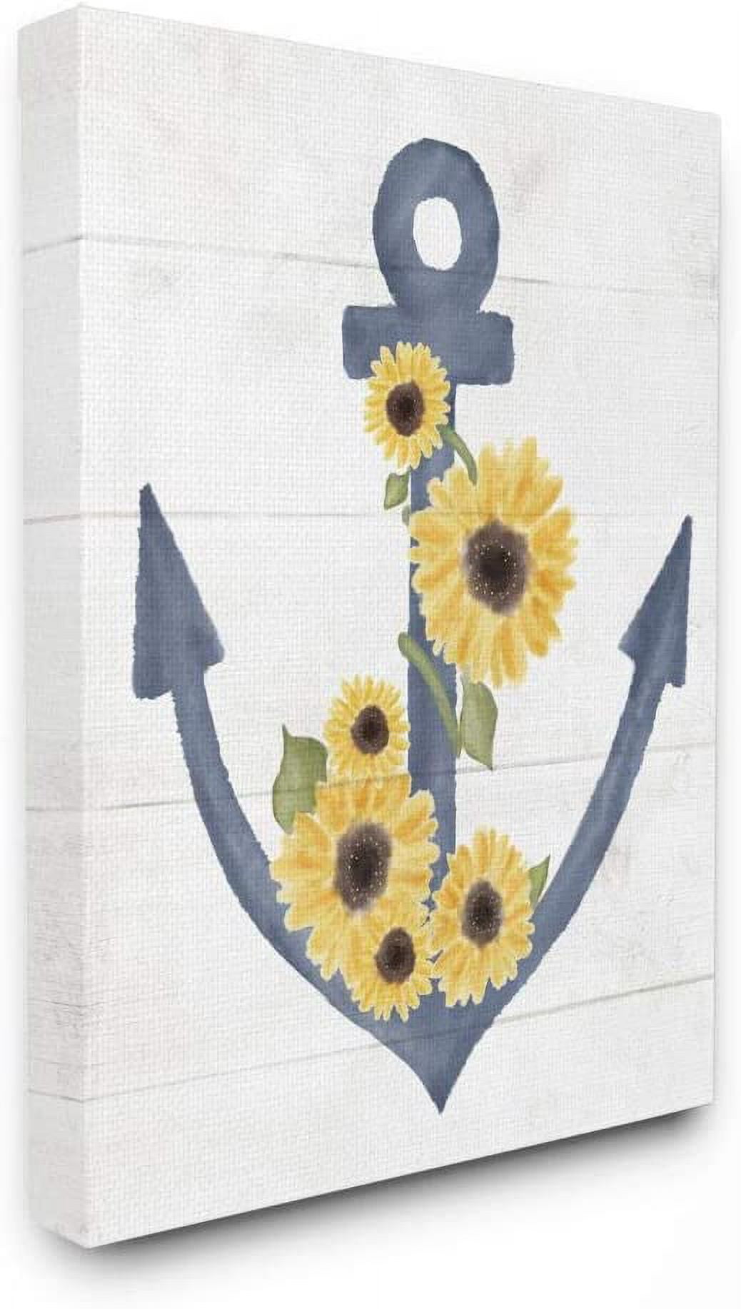 Stupell Industries Countryside Anchor with Sunflower Vine Floral Detail Designed by Daphne Polselli