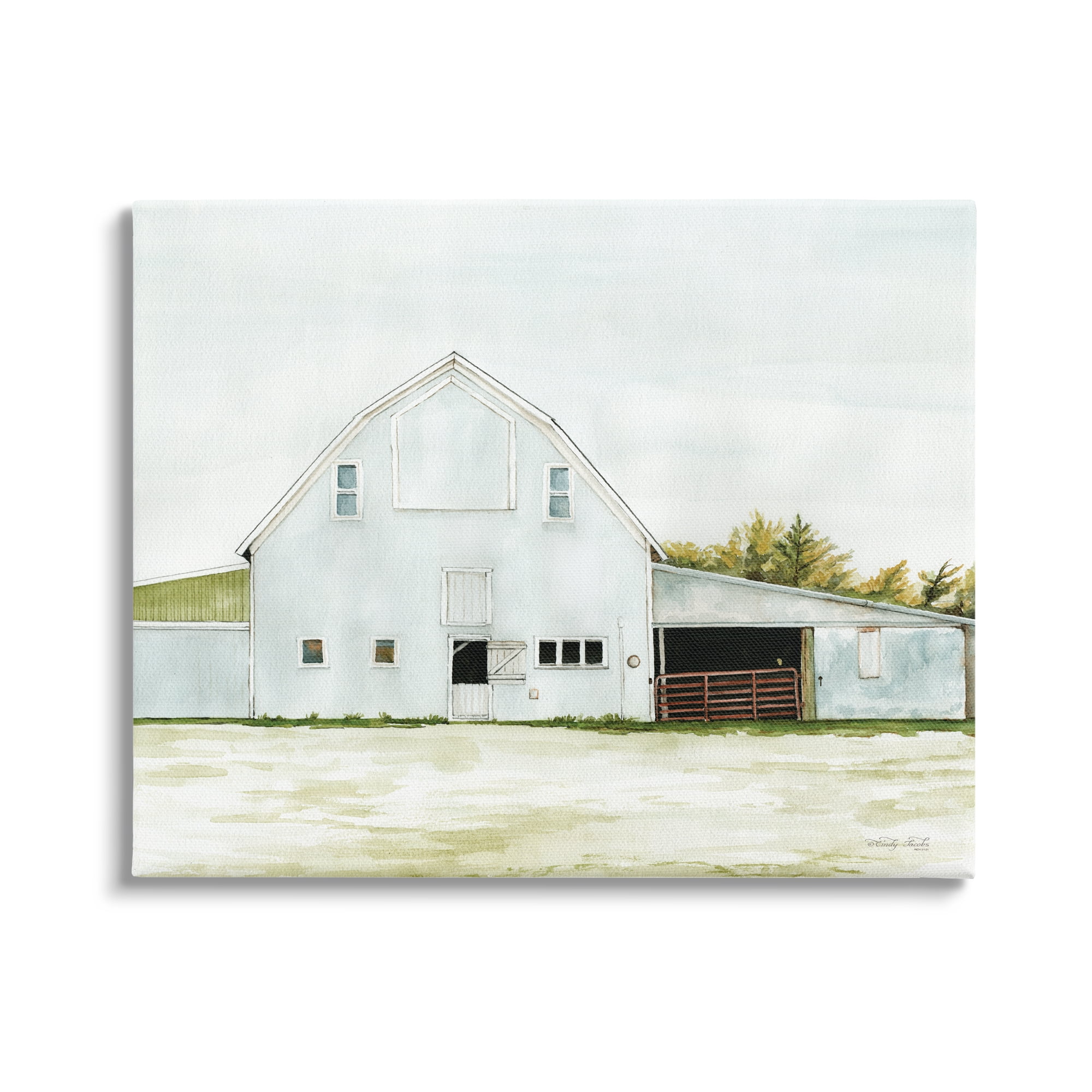 Stupell Industries Countryside Barn Rural Farmland Field Landscape Painting Gallery Wrapped Canvas Print Wall Art, Design by Cindy Jacobs