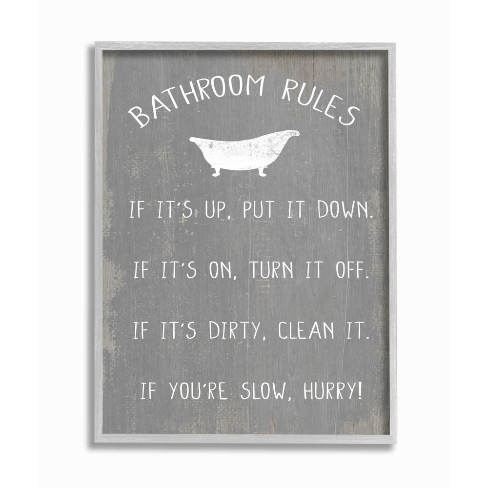 Stupell Industries Countryside Bathroom Rules Sign with Claw Bath Designed by Daphne Polselli