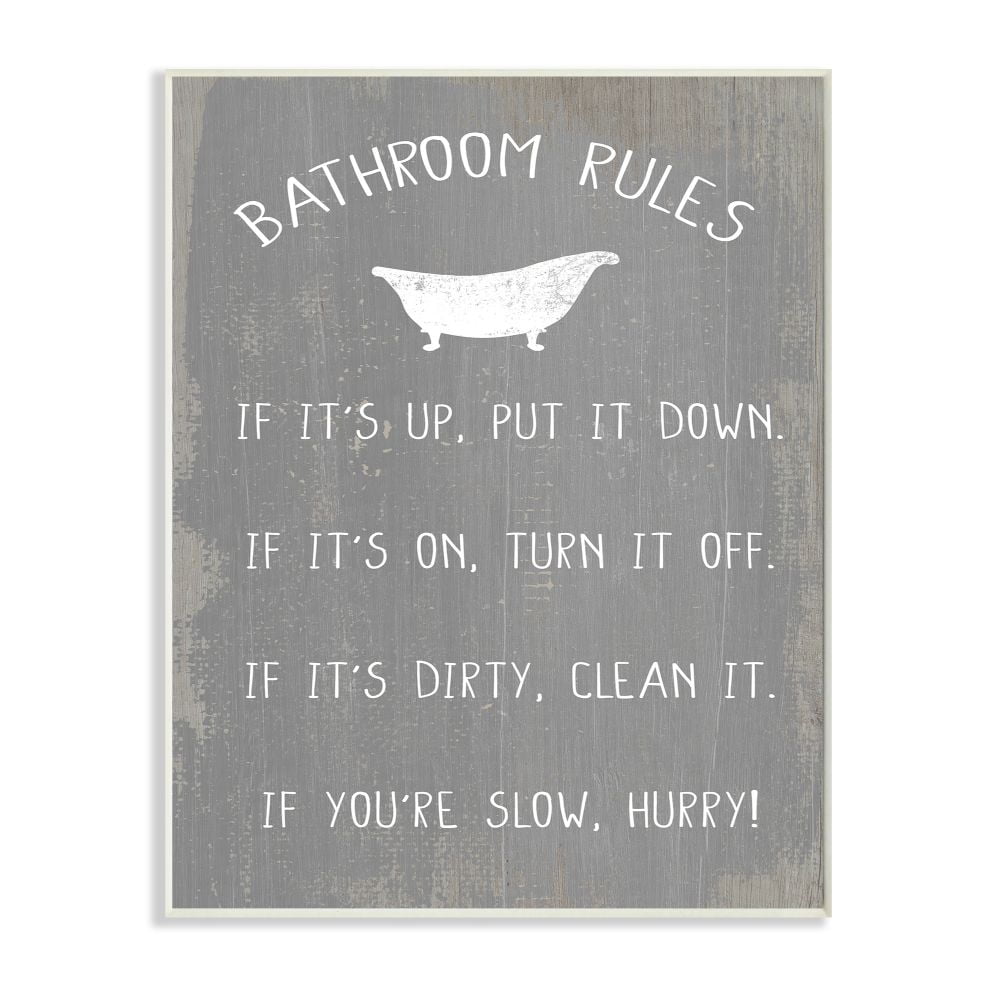 Stupell Industries Countryside Bathroom Rules Sign with Claw Bath Designed by Daphne Polselli