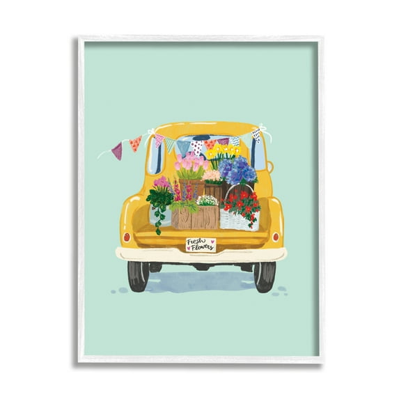 Stupell Industries Countryside Blooms Basket Market Sale Rustic Yellow Truck ,11 x 14, Design by Ilaria Benedetti