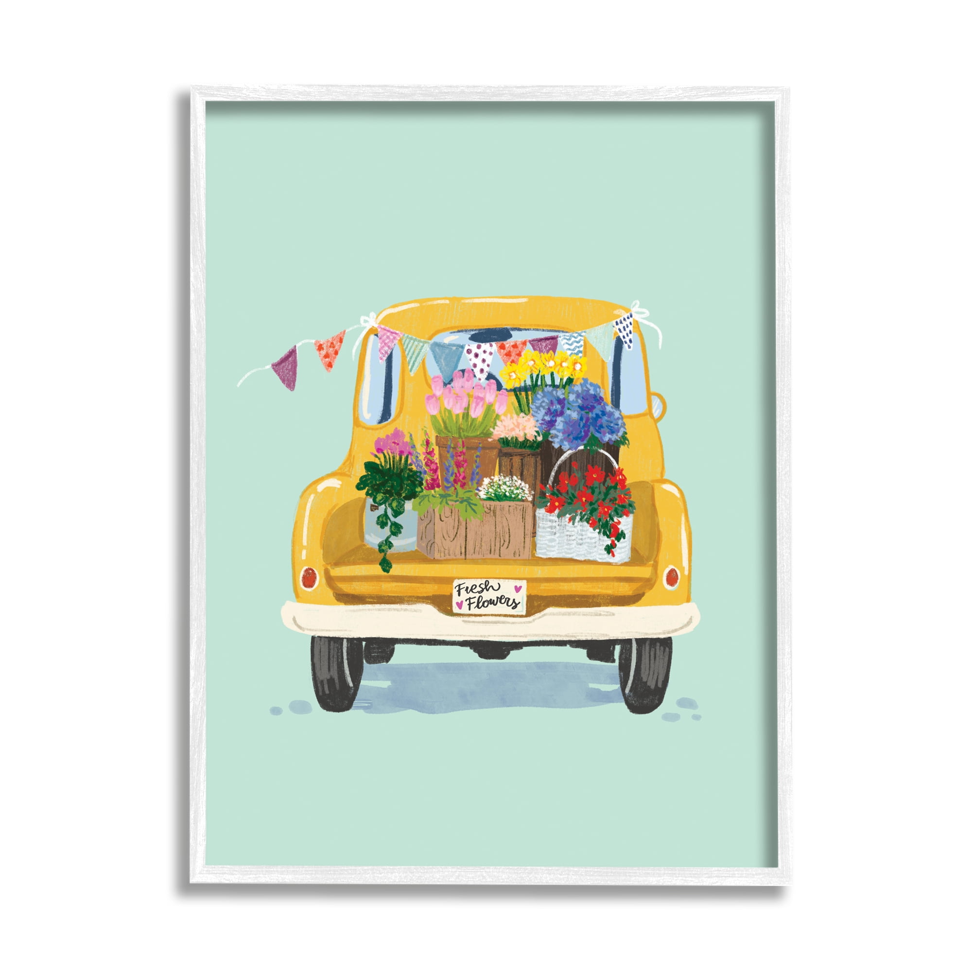 Stupell Industries Countryside Blooms Basket Market Sale Rustic Yellow Truck ,16 x 20, Design by Ilaria Benedetti
