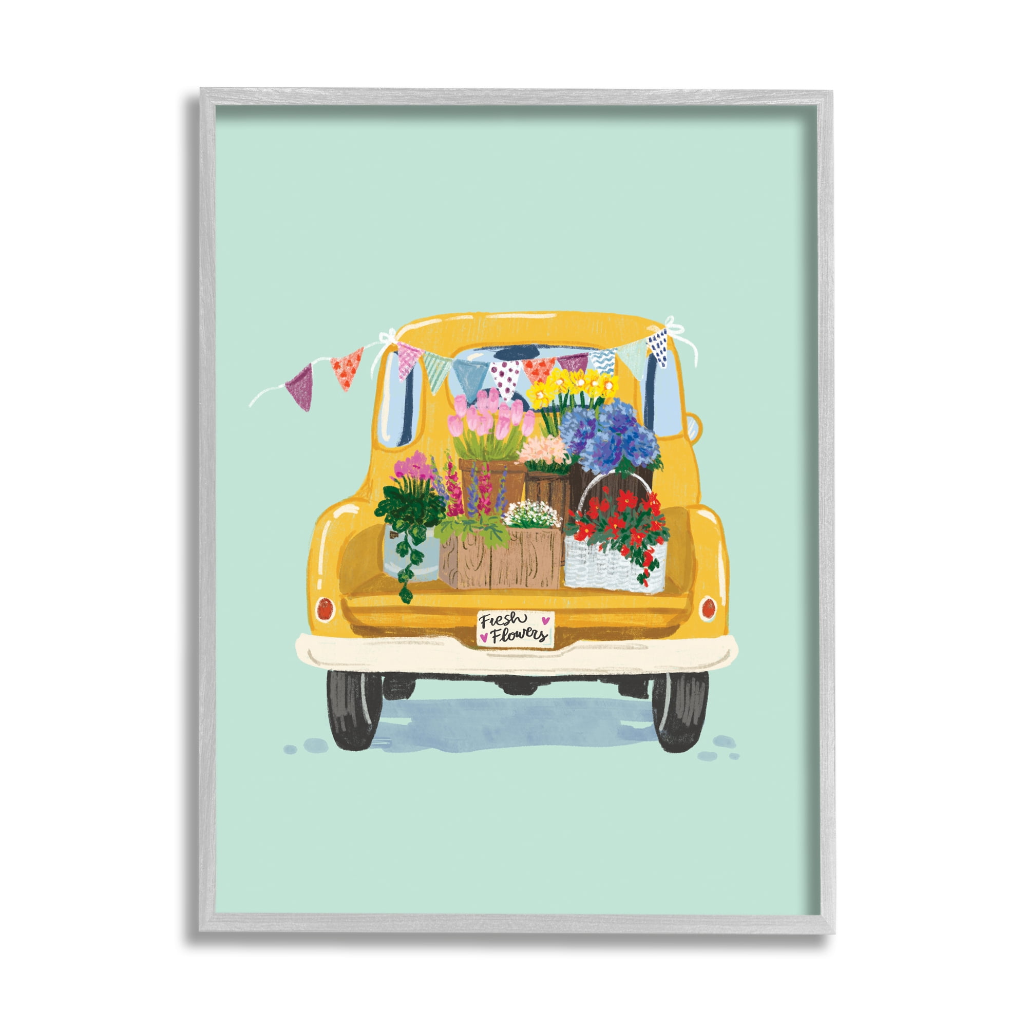 Stupell Industries Countryside Blooms Basket Market Sale Rustic Yellow Truck ,24 x 30, Design by Ilaria Benedetti