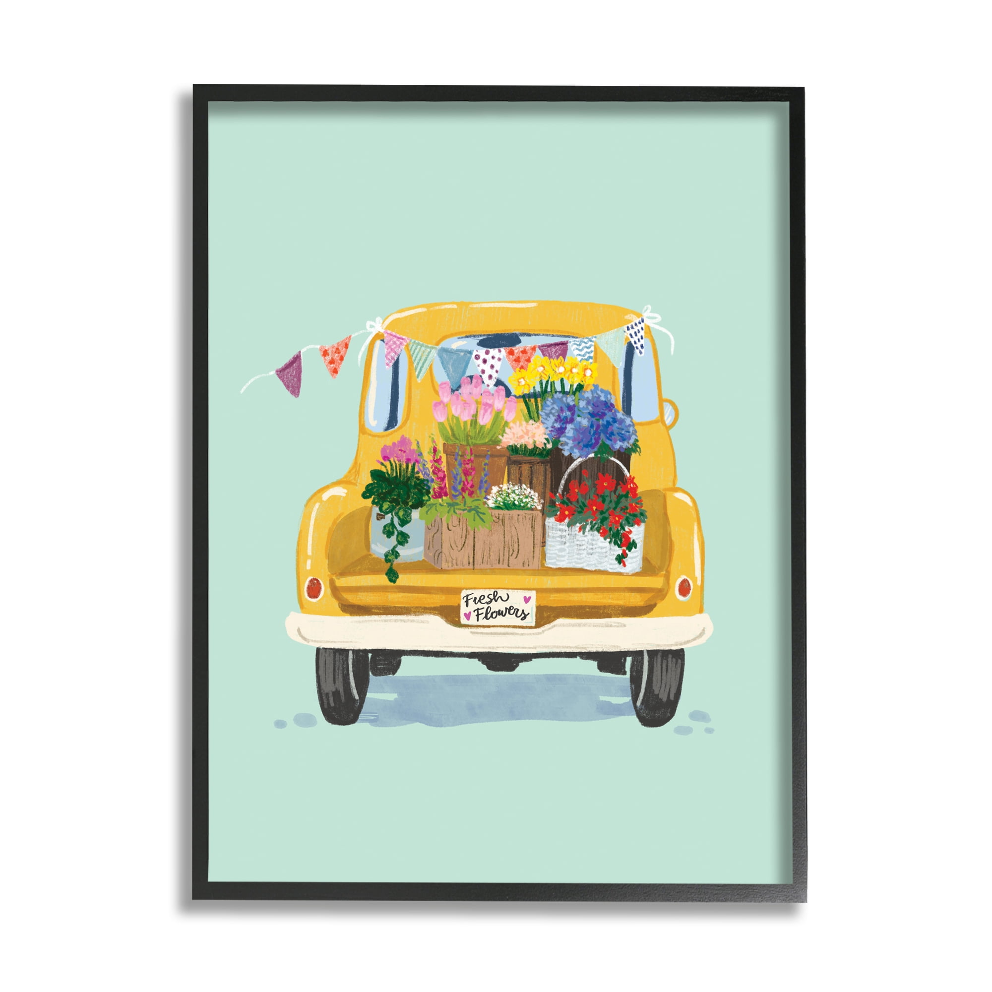 Stupell Industries Countryside Blooms Basket Market Sale Rustic Yellow Truck ,24 x 30, Design by Ilaria Benedetti
