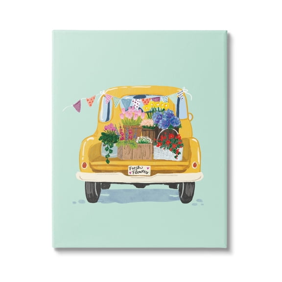 Stupell Industries Countryside Blooms Basket Market Sale Rustic Yellow Truck ,24 x 30, Design by Ilaria Benedetti