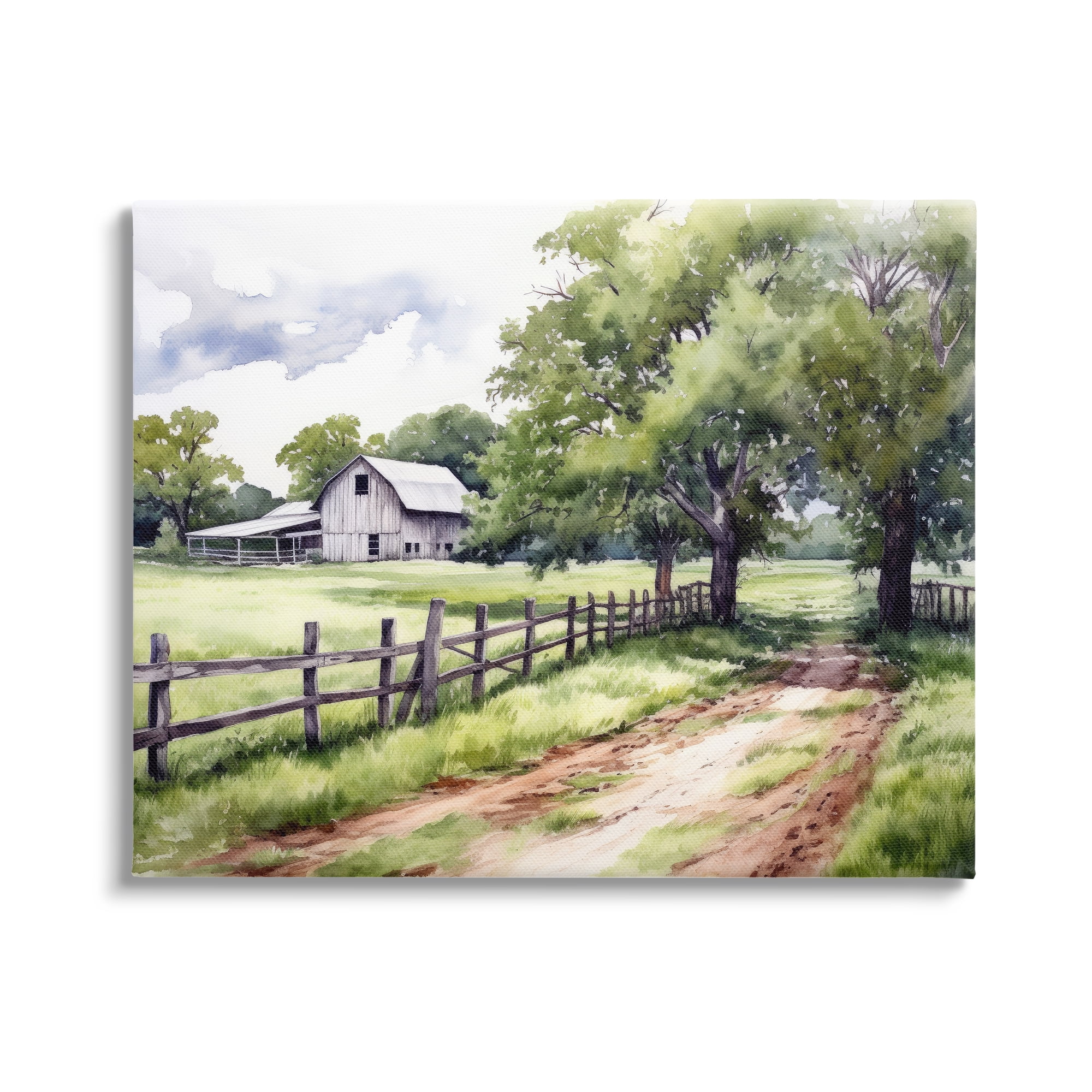 Stupell Industries Countryside Cottage Painting Landscape Painting Gallery Wrapped Canvas Art Print Wall Art, 30 x 24