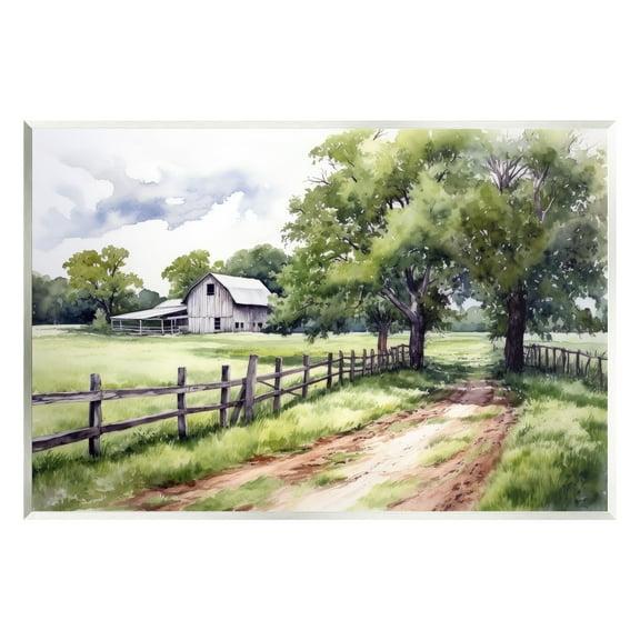 Stupell Industries Countryside Cottage Painting Landscape Painting Unframed Art Print Wall Art, 15 x 10