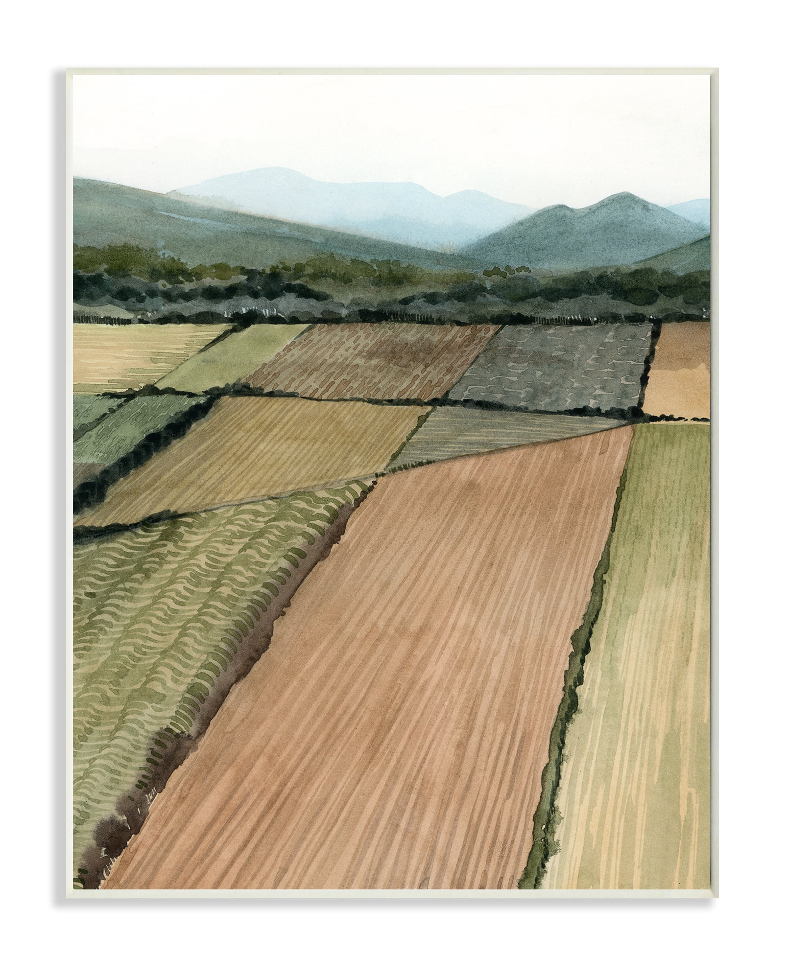 Stupell Industries Countryside Crop Fields Green Mountain Landscape Wall Plaque, 10 x 15, Design by Grace Popp
