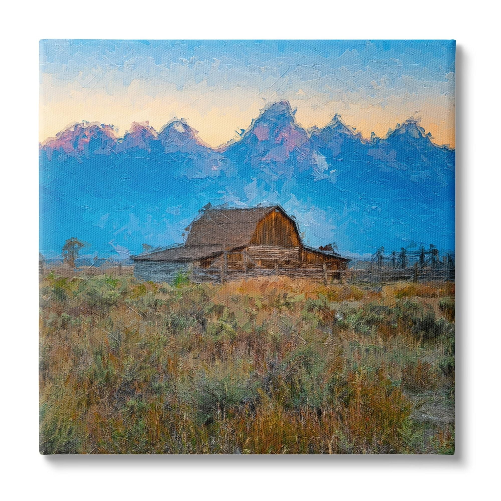 Stupell Industries Countryside Farm Pasture Barn Bold Blue Sunset Canvas Wall Art, 24 x 24, Design by Daniel Sproul