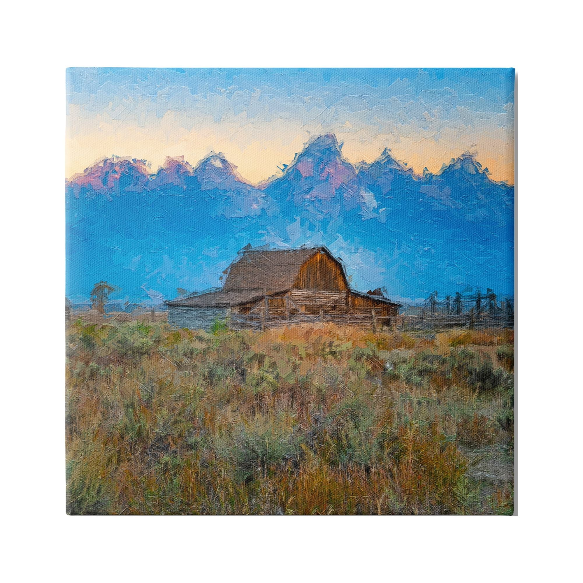 Stupell Industries Countryside Farm Pasture Barn Bold Blue Sunset Canvas Wall Art, 36 x 36, Design by Daniel Sproul