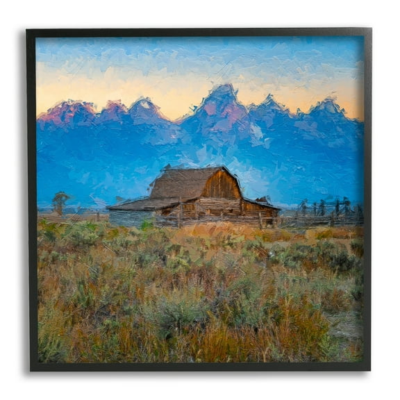 Stupell Industries Countryside Farm Pasture Barn Bold Blue Sunset Framed Wall Art, 12 x 12, Design by Daniel Sproul
