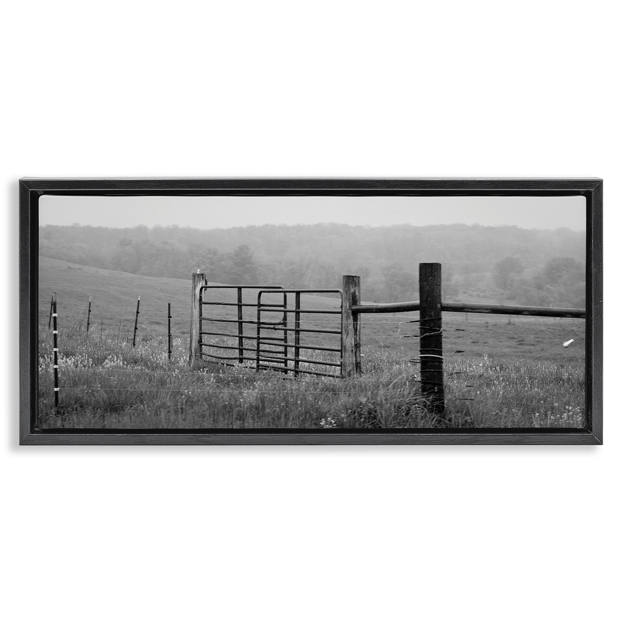 Black Framed Landscape Canvas Print, 25 x 11 Inches