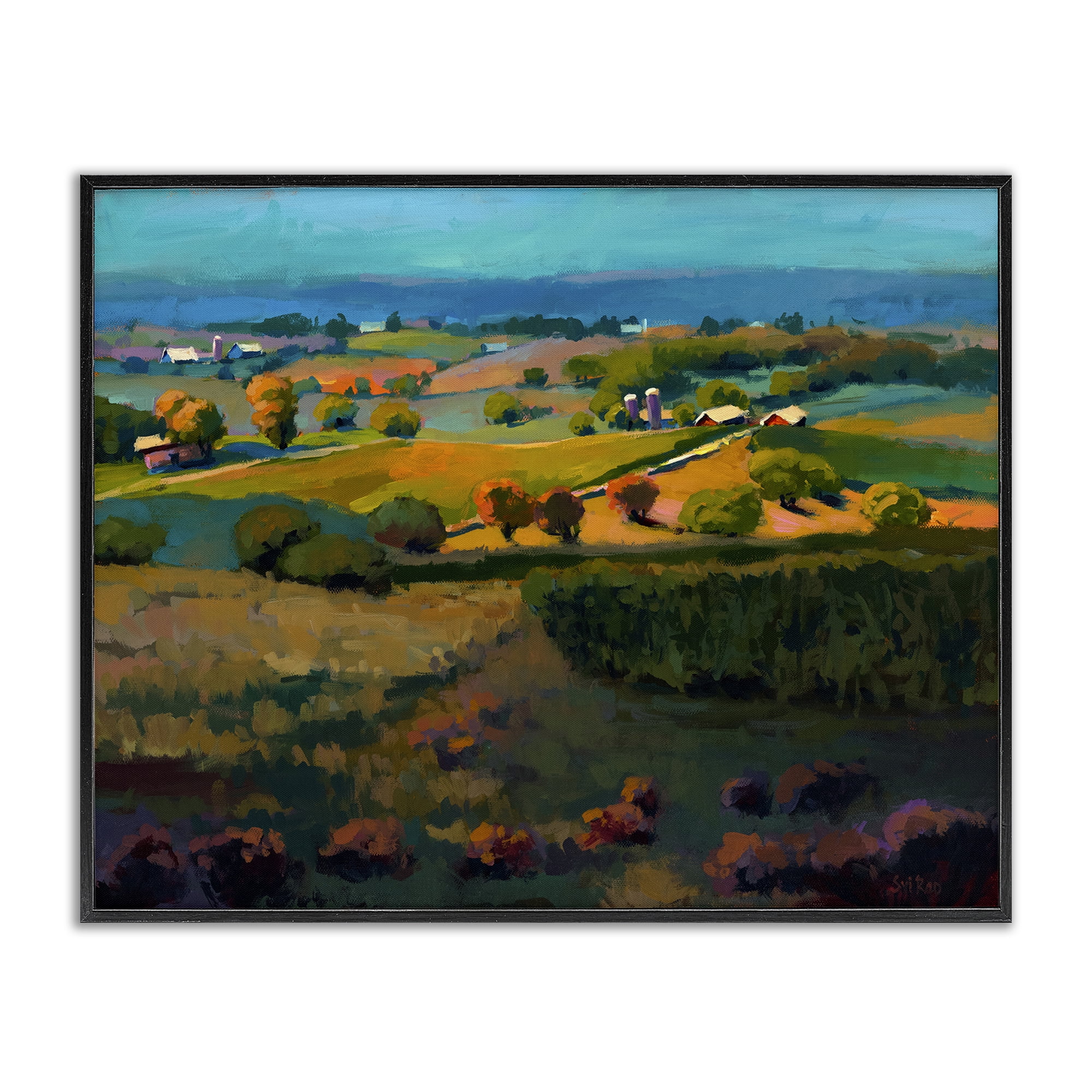 Stupell Industries Countryside Farms Landscape Landscape & Nature Painting Black Framed Art Print Wall Art, 14 x 11