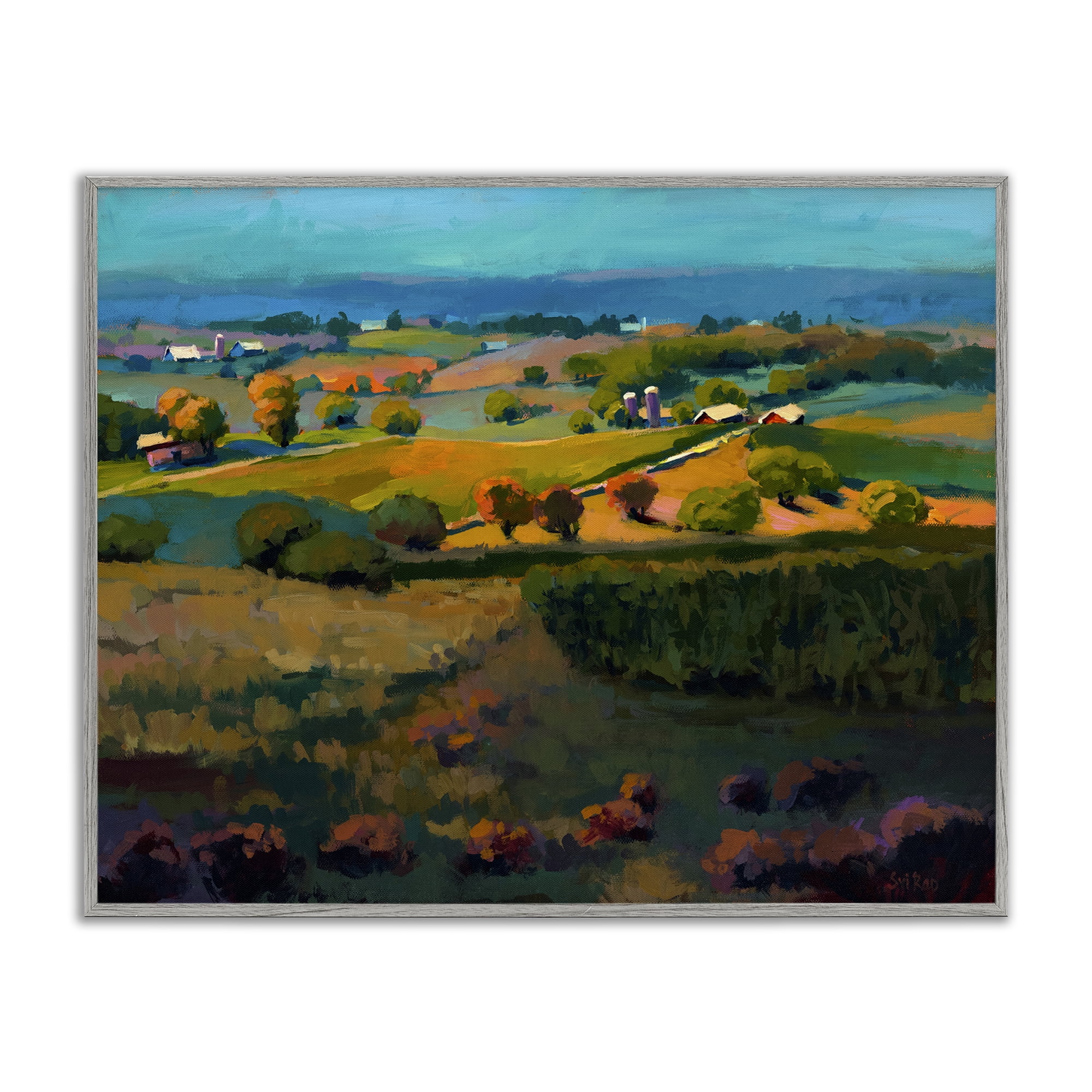 Stupell Industries Countryside Farms Landscape Landscape & Nature Painting Gray Framed Art Print Wall Art, 30 x 24