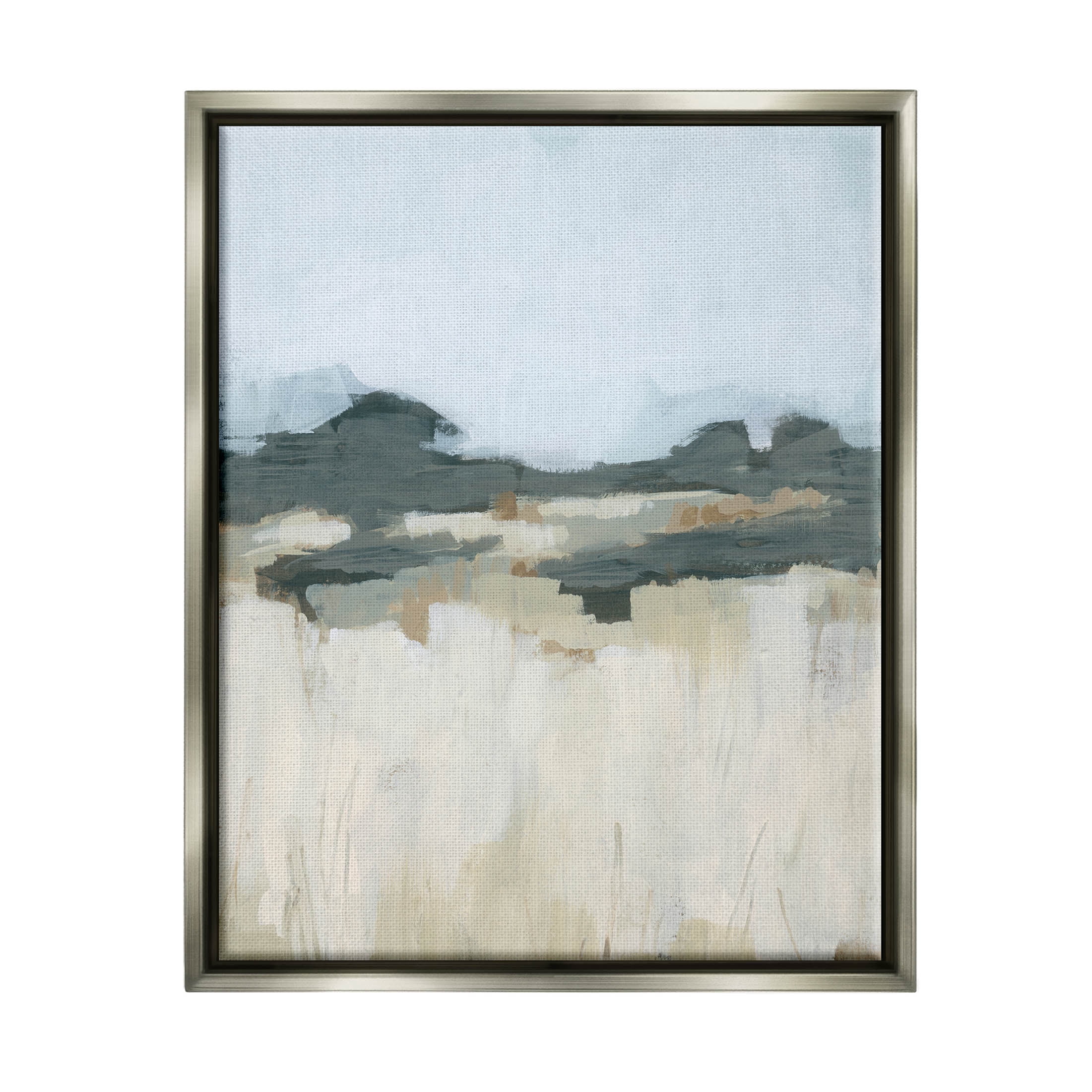 Stupell Industries Countryside Grass Landscape Scene Painting Luster Gray Floating Framed Canvas Print Wall Art, Design by June Erica Vess