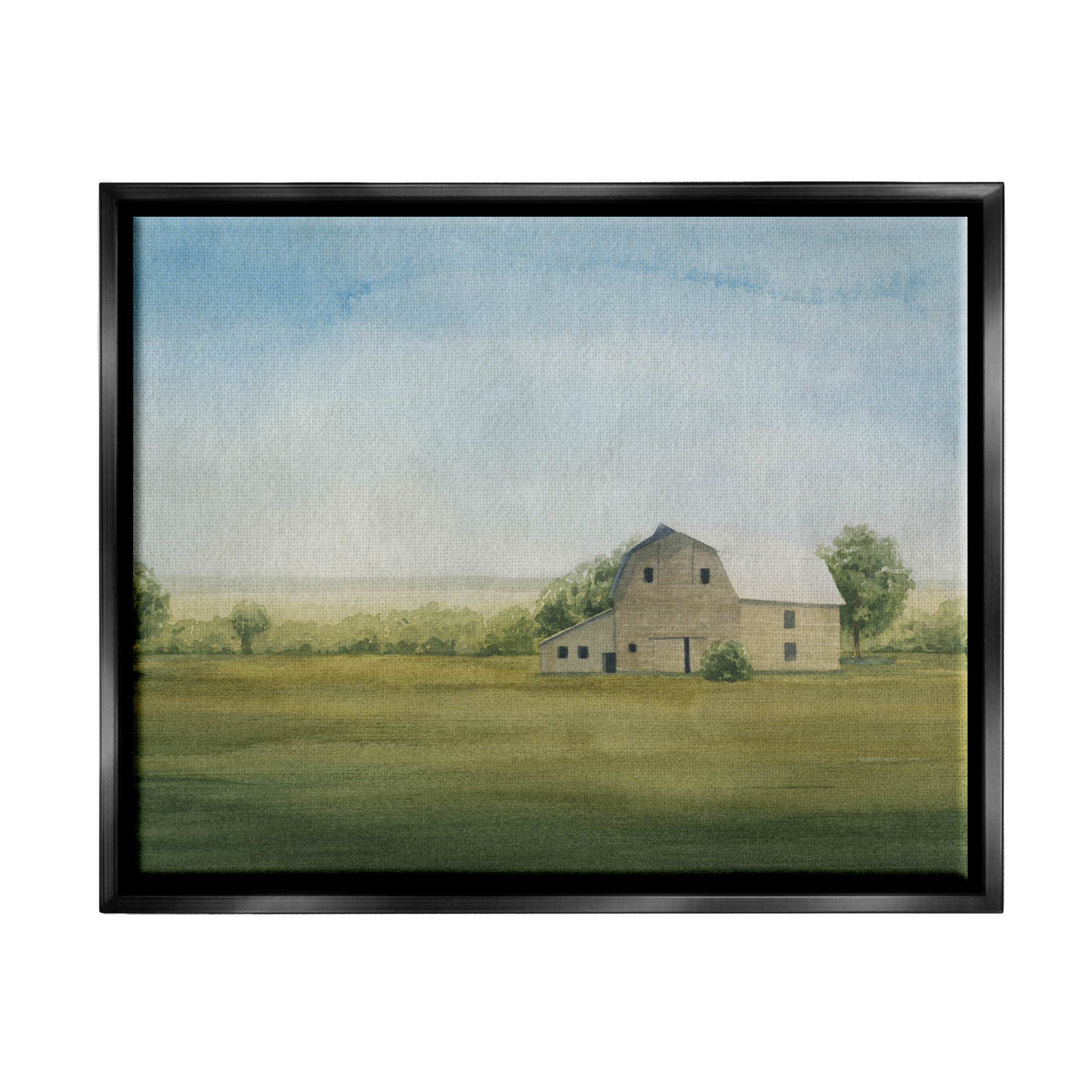 Stupell Industries Countryside Grassland Barn Painting Jet Black Floating Framed Canvas Print Wall Art, Design by Grace Popp