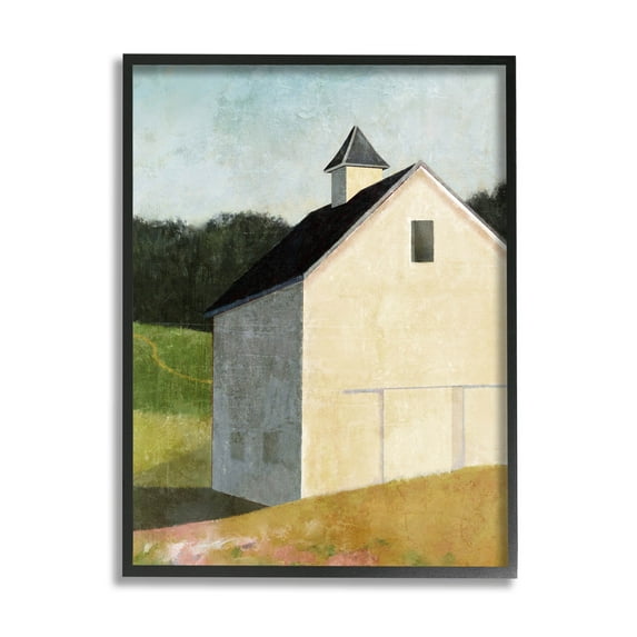Stupell Industries Countryside Hills Barn Scenery Painting Black Framed Art Print Wall Art, Design by Suzanne Nicoll