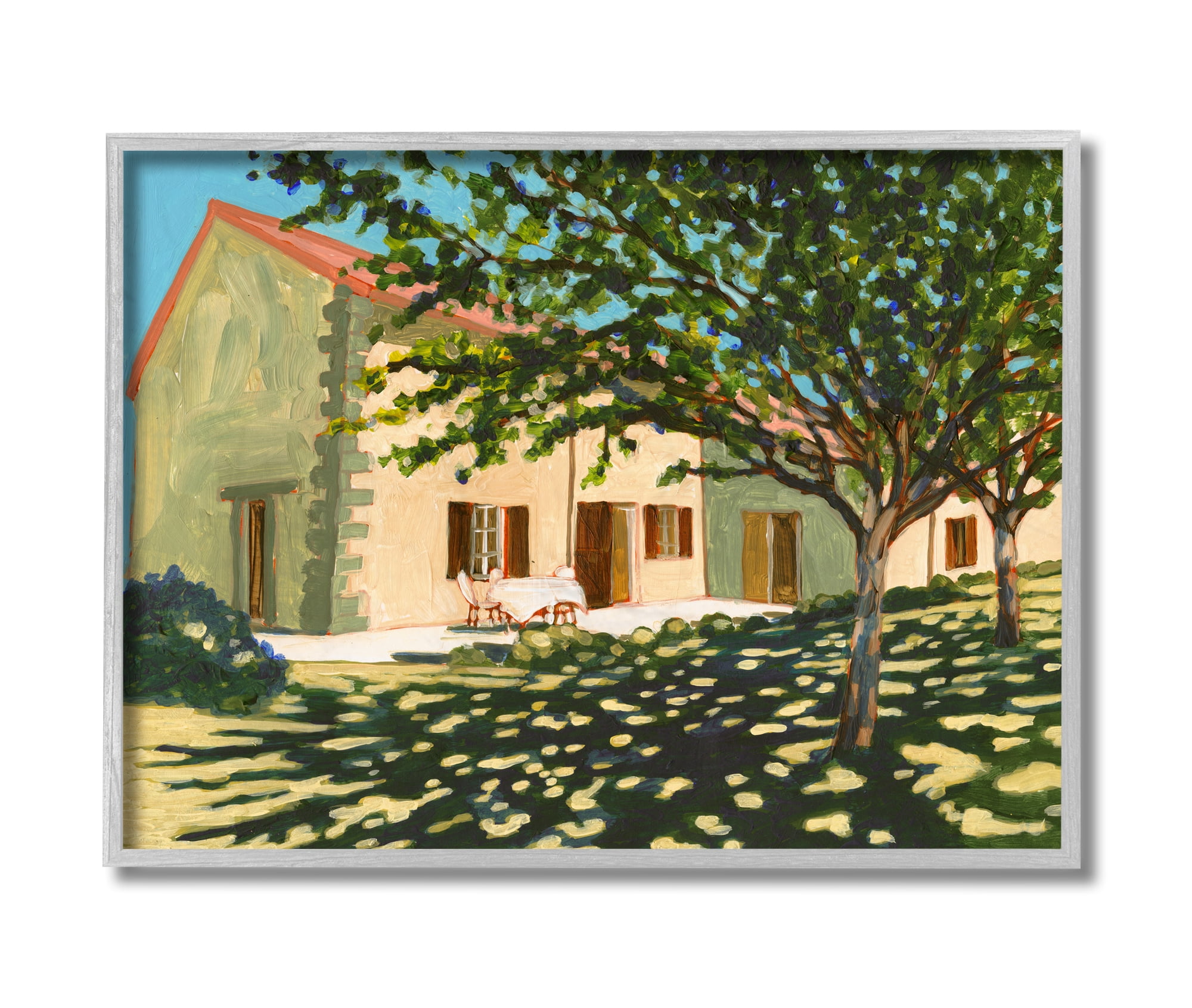 Stupell Industries Countryside Home Garden Landscape Tree Shade Grey Framed, 16 x 20, Design by Bart E. Slyp