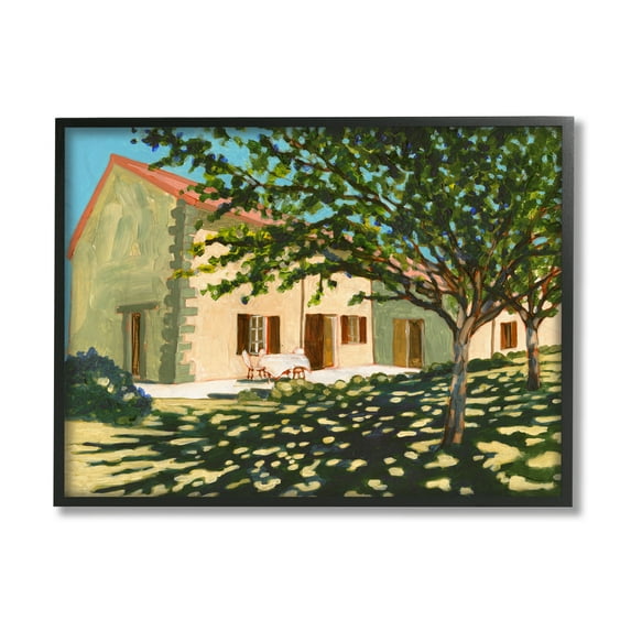 Stupell Industries Countryside Home Garden Landscape Tree Shade Landscape Painting Black Framed Art Print Wall Art, 11 x 14