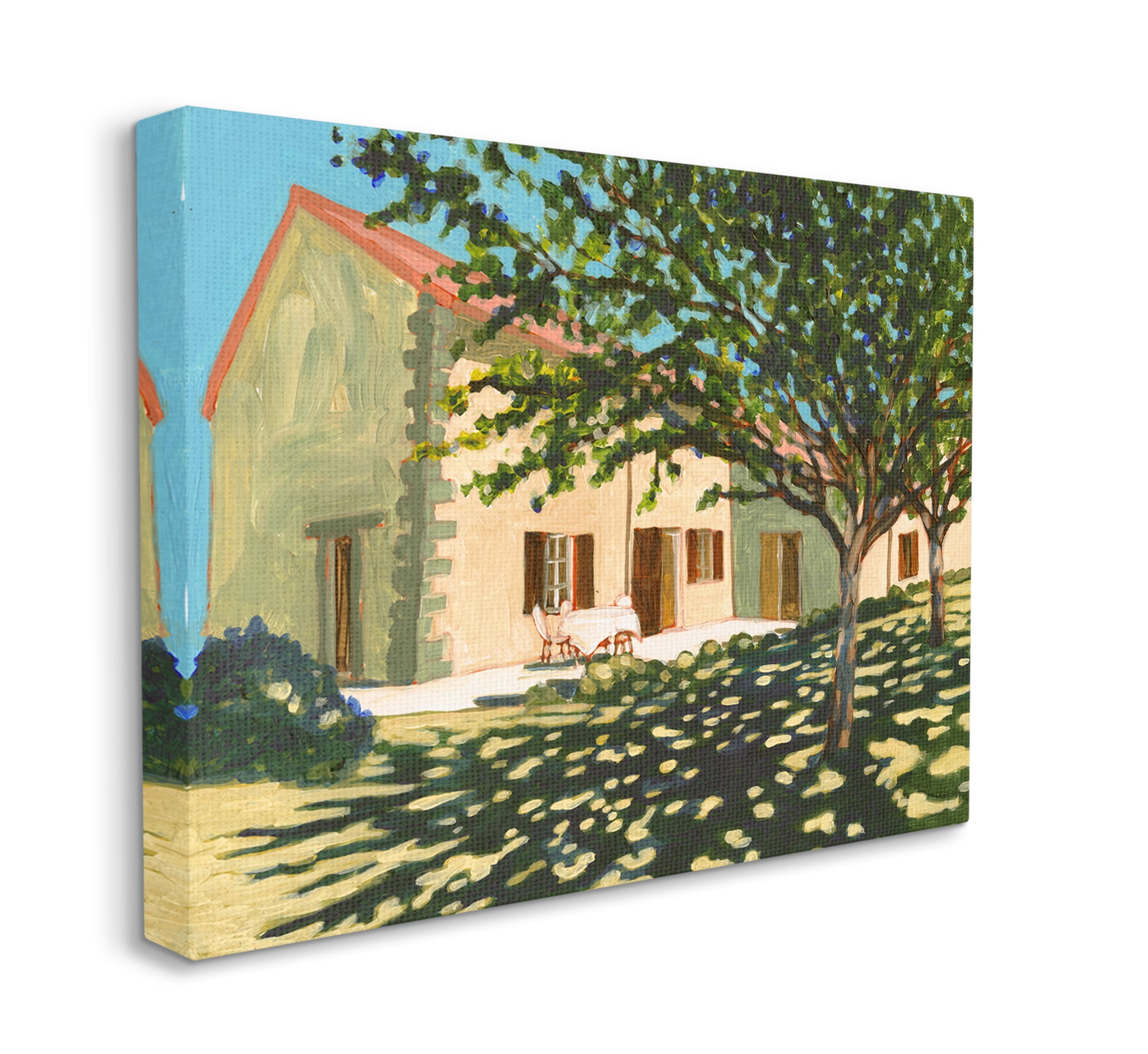 Stupell Industries Countryside Home Garden Landscape Tree Shade Landscape Painting Gallery Wrapped Canvas Art Print Wall Art, 30 x 40