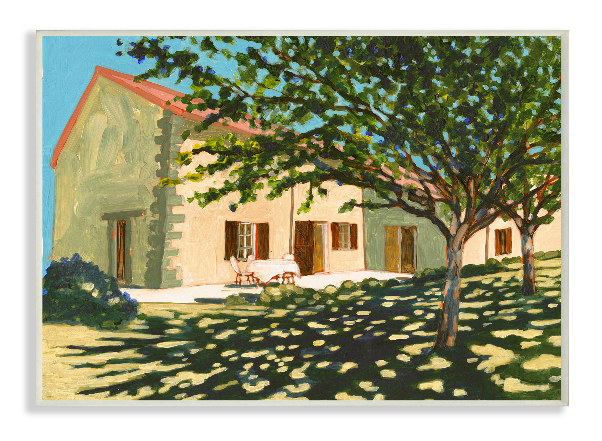 Stupell Industries Countryside Home Garden Landscape Tree Shade Landscape Painting Unframed Art Print Wall Art, 13 x 19