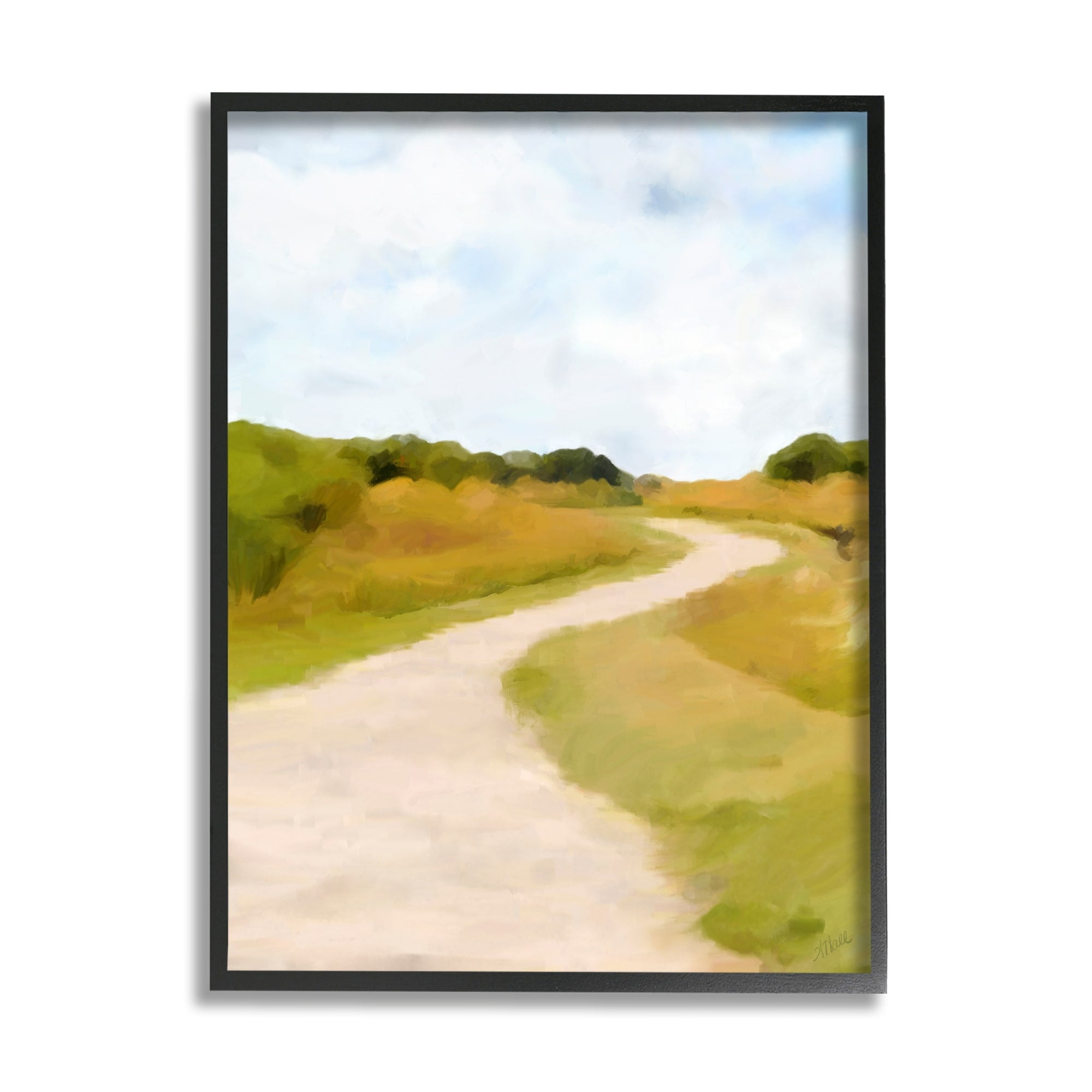 Stupell Industries Countryside Landscape Grassland Path Nature Vegetation Painting Black Framed Art Print Wall Art, Design by Amy Hall