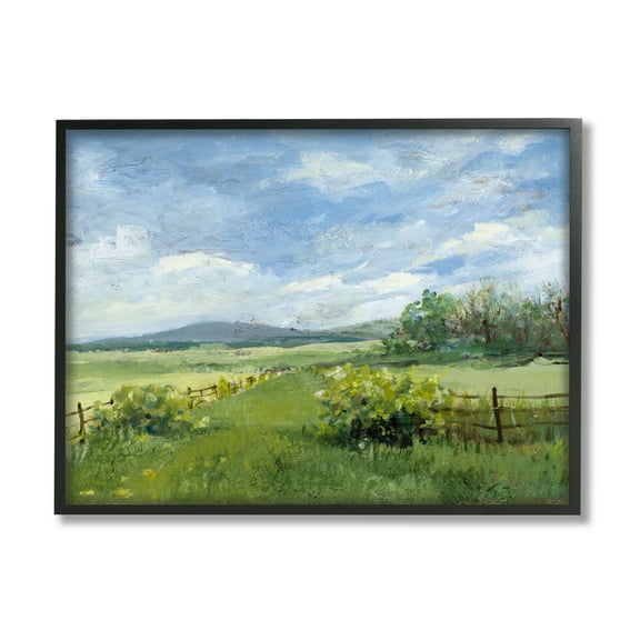 Stupell Industries Countryside Landscape Painting Nature Painting Black Framed Art Print Wall Art, 14 x 11