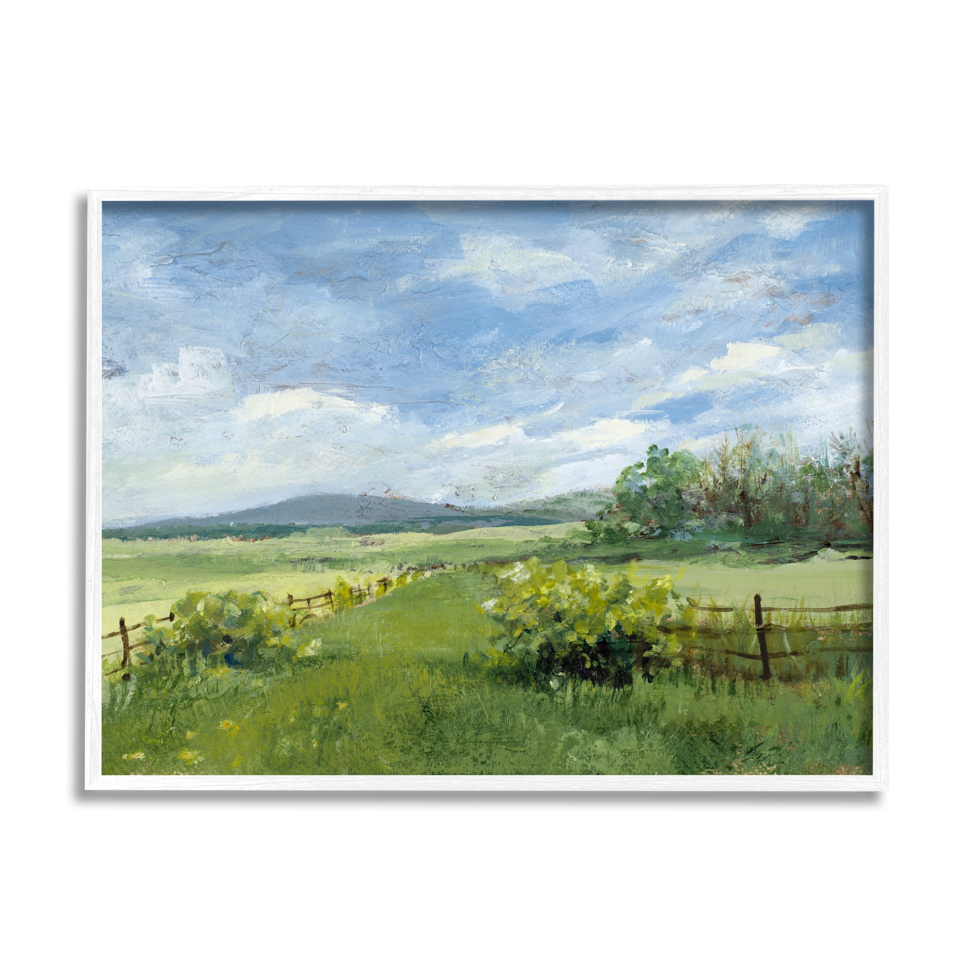 Stupell Industries Countryside Landscape Painting Nature Painting White Framed Art Print Wall Art, 30 x 24