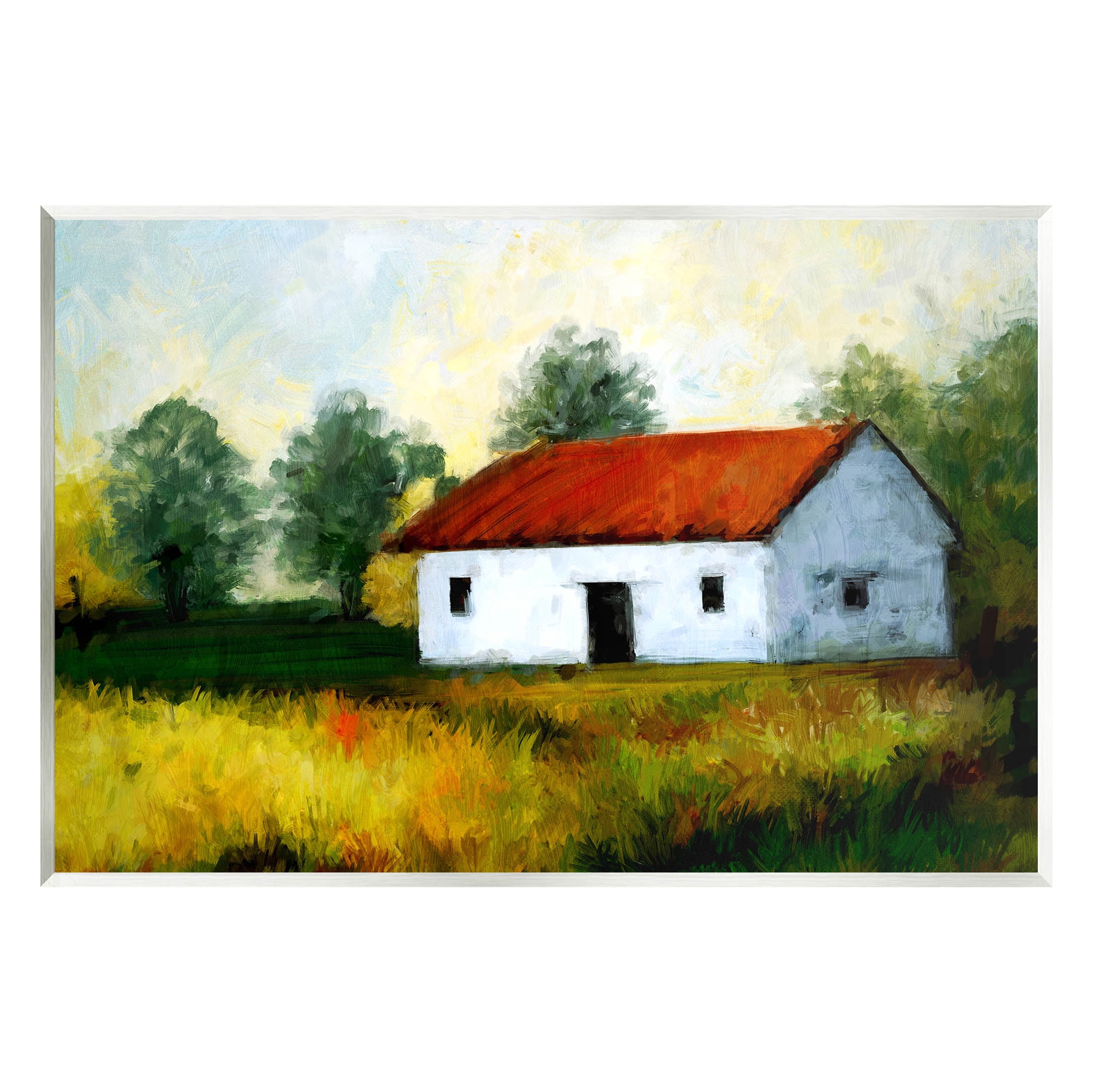 Stupell Industries Countryside Meadow Cottage Landscape Painting Unframed Art Print Wall Art, Design by Ziwei Li
