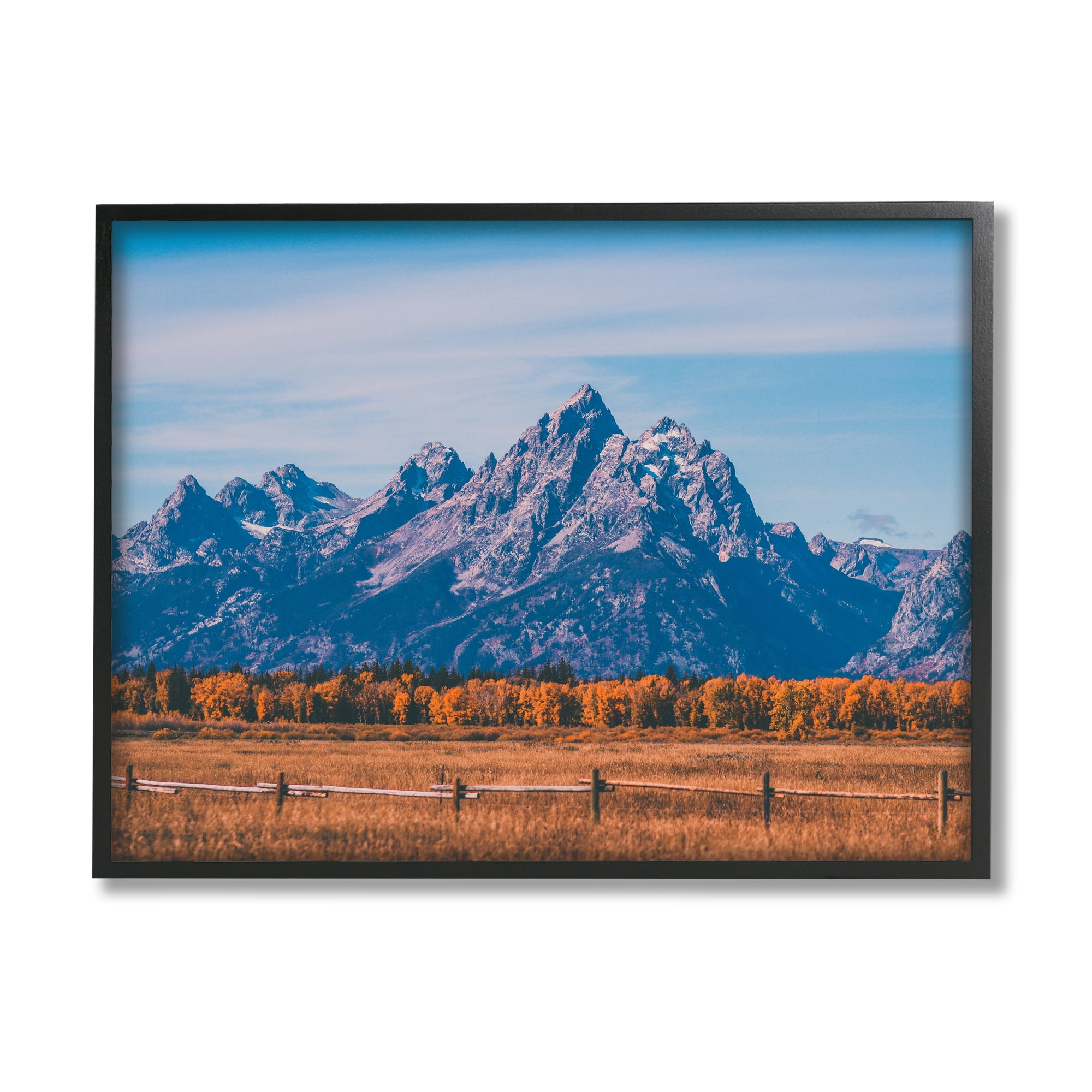 Stupell Industries Countryside & Mountain Peaks Landscape Photography Black Framed Art Print Wall Art, 14 x 11