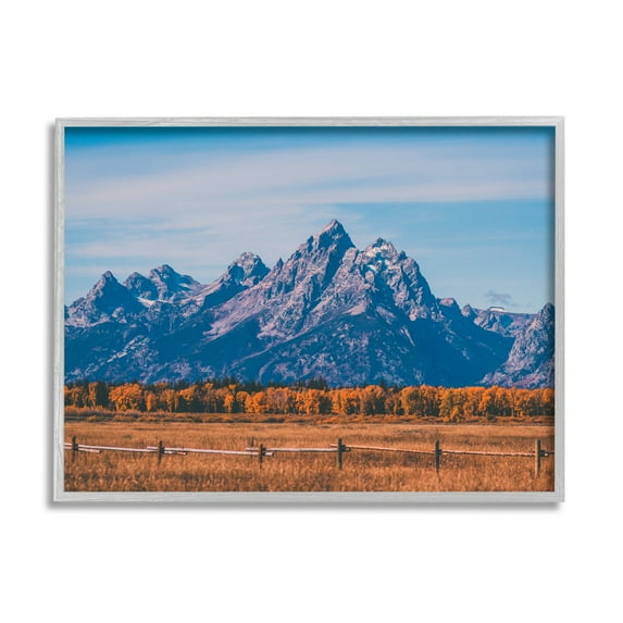Stupell Industries Countryside & Mountain Peaks Landscape Photography Gray Framed Art Print Wall Art, 20 x 16