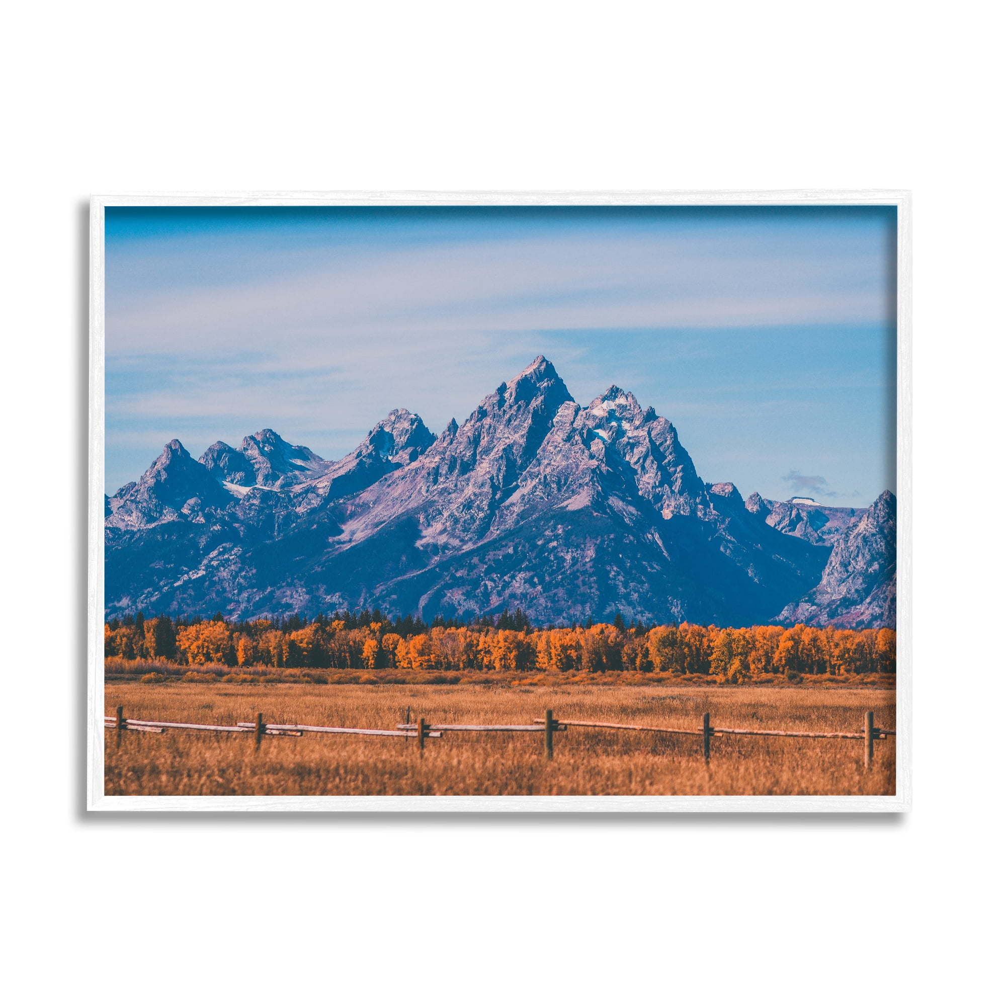 Stupell Industries Countryside & Mountain Peaks Landscape Photography White Framed Art Print Wall Art, 20 x 16