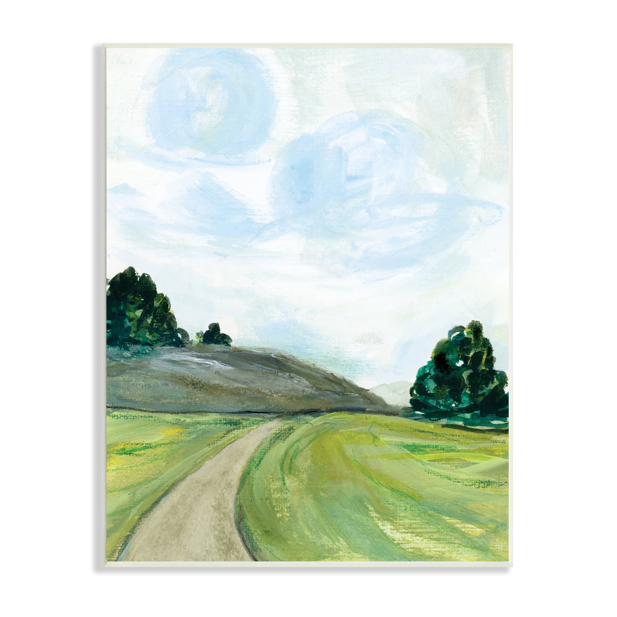 Stupell Industries Countryside Path Landscape Green Hill Trees, 13 x 19, Designed by Joy Ting