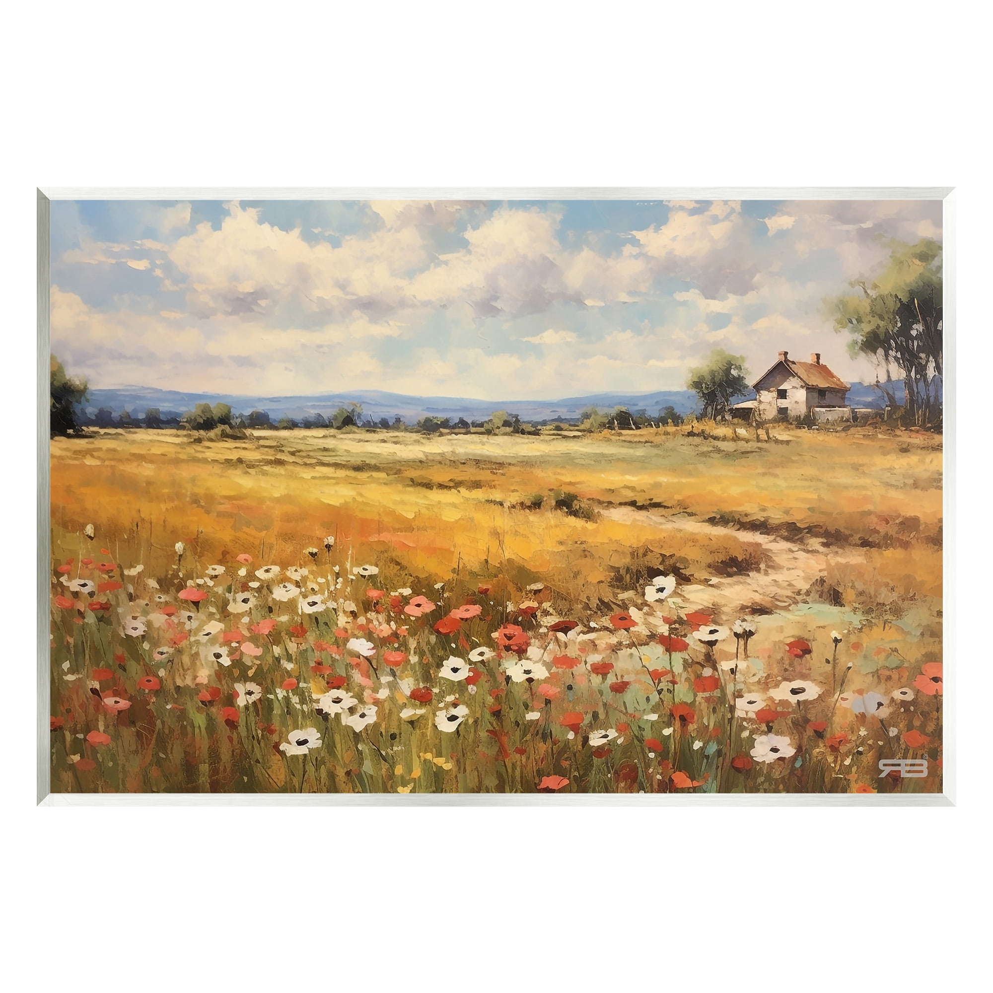Stupell Industries Countryside Poppy Meadow Landscape Painting Unframed Art Print Wall Art, 19 x 13