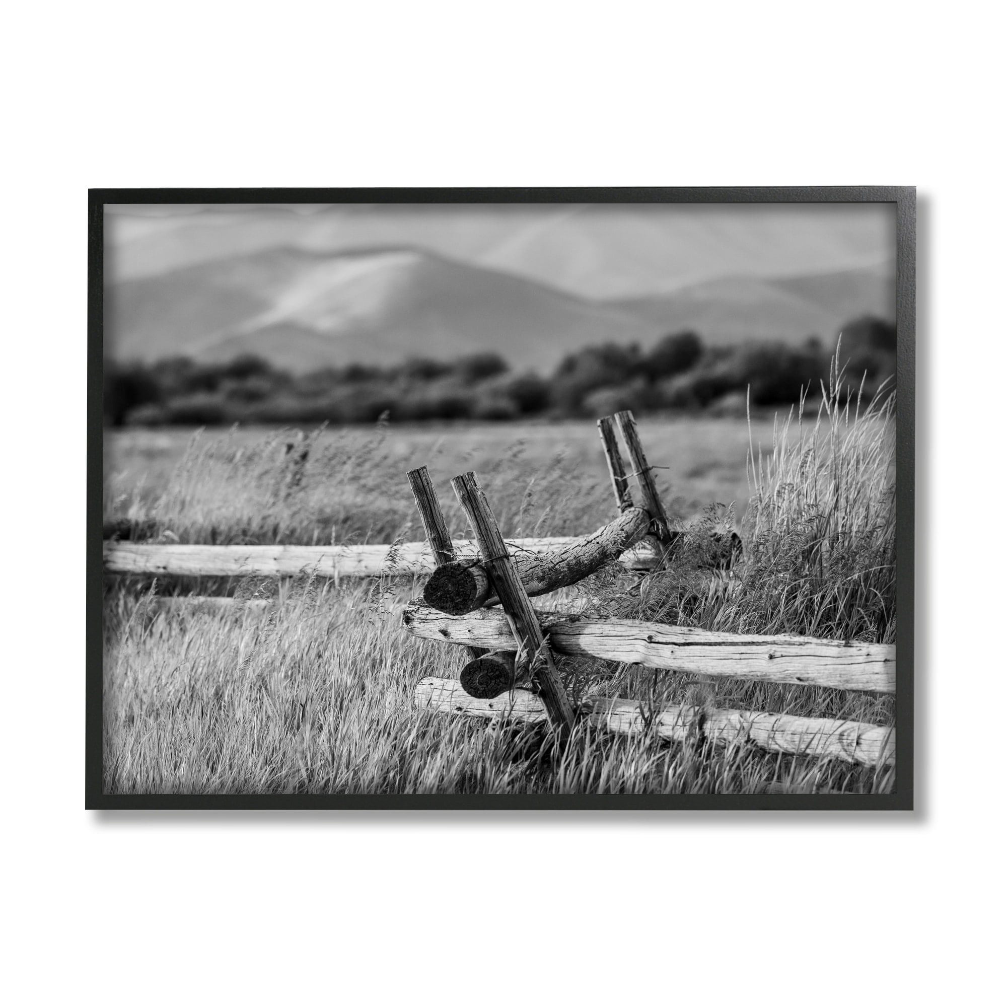 Stupell Industries Countryside Ranch Fence Rural Pasture Grass Photography Photograph Black Framed Art Print Wall Art, Design by Steve Smith