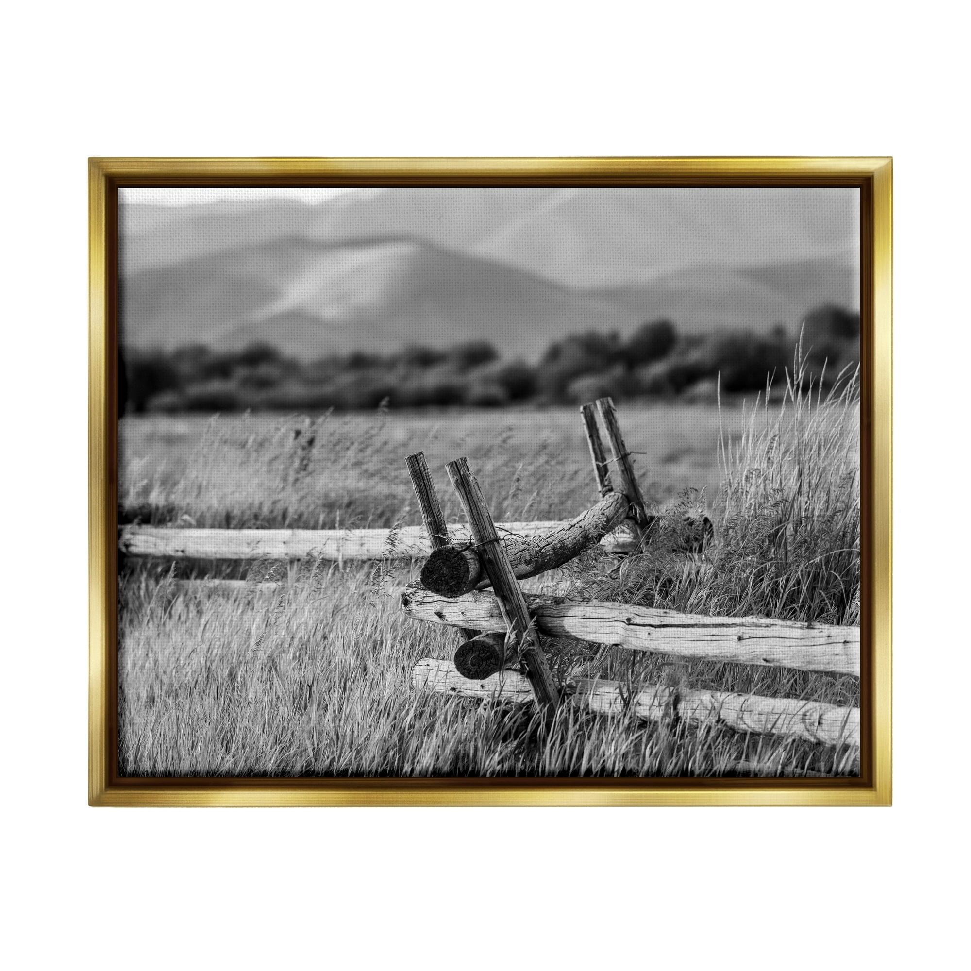 Stupell Industries Countryside Ranch Fence Rural Pasture Grass Photography Photograph Metallic Gold Floating Framed Canvas Print Wall Art, Design by Steve Smith