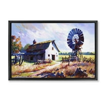 Stupell Industries Countryside Serenity Landscape Landscape Painting Black Floater Framed Canvas Art Print Wall Art, 25 x 17