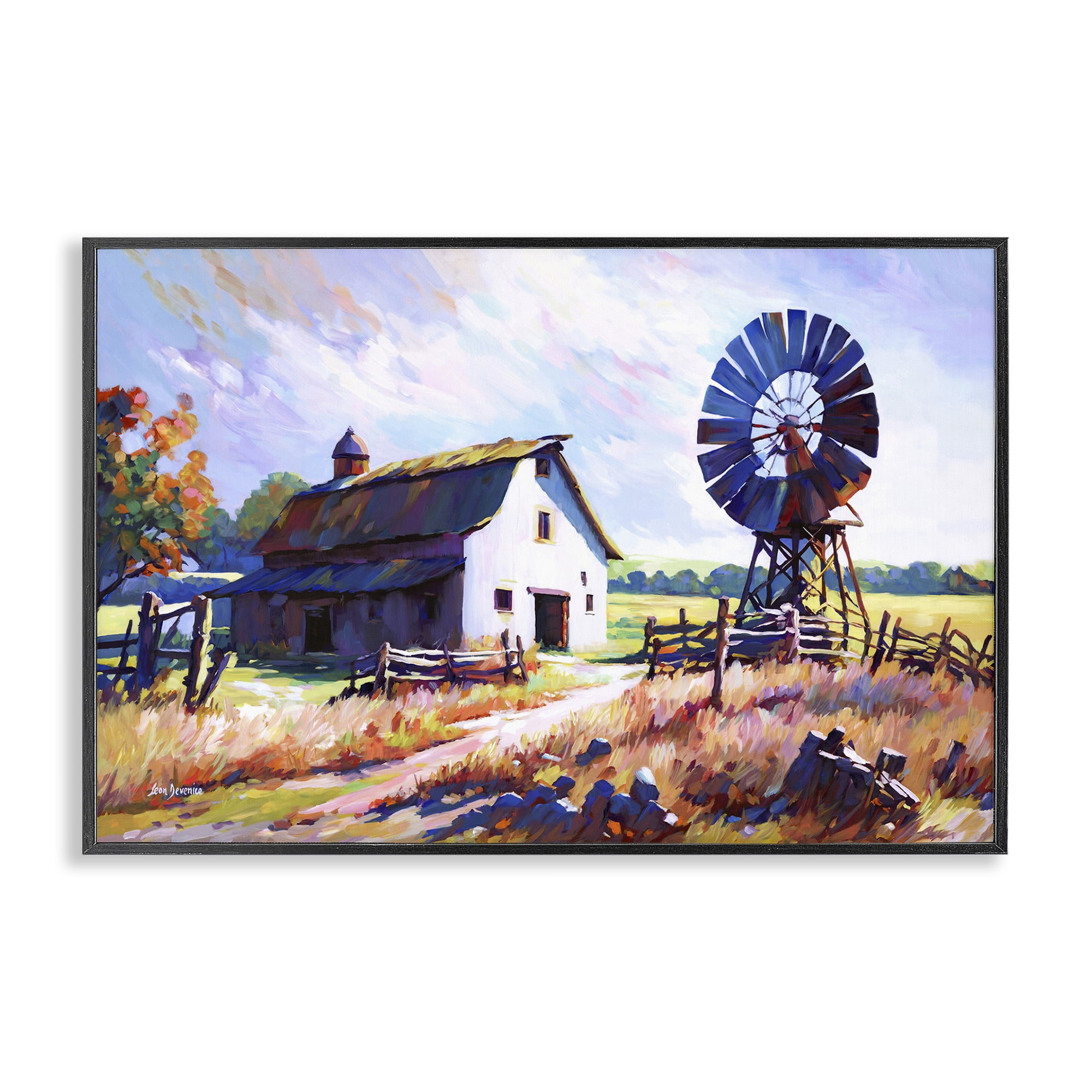 Stupell Industries Countryside Serenity Landscape Landscape Painting Black Framed Art Print Wall Art, 18 x 12