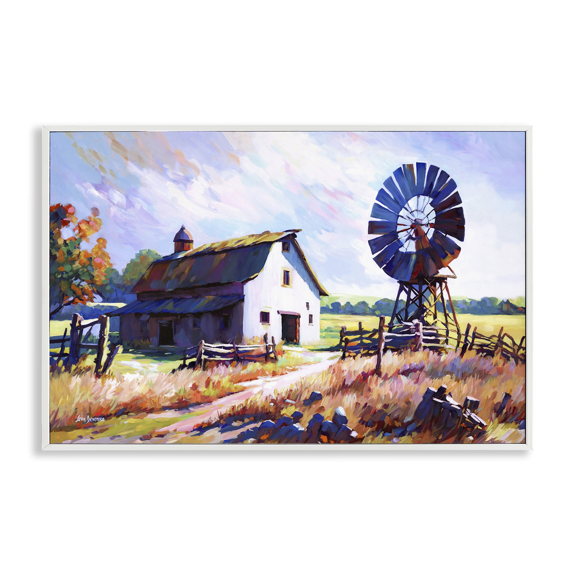 Stupell Industries Countryside Serenity Landscape Landscape Painting White Framed Art Print Wall Art, 30 x 20
