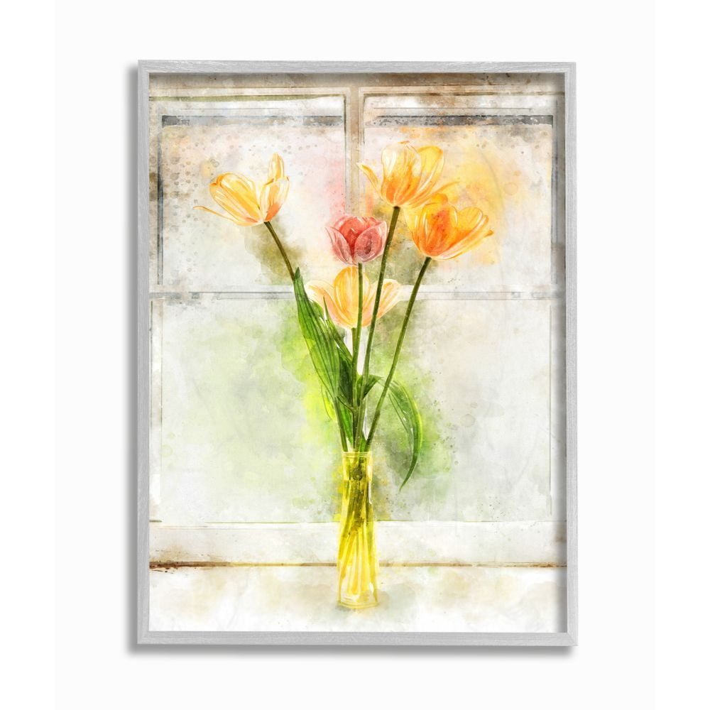 Stupell Industries Countryside Tulip Bouquet on Window Sill Designed by Ziwei Li