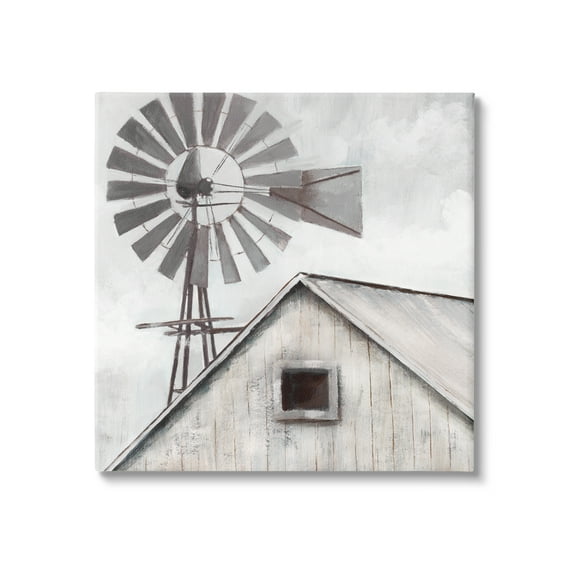 Stupell Industries Countryside Windmill Dark Cloudy Sky Rural Barn Painting Gallery Wrapped Canvas Print Wall Art, Design by Nan