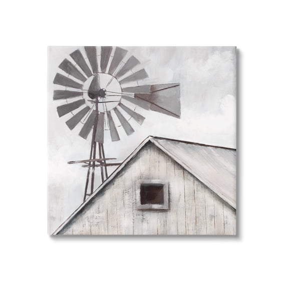Stupell Industries Countryside Windmill Dark Cloudy Sky Rural Barn Painting Gallery Wrapped Canvas Print Wall Art, Design by Nan