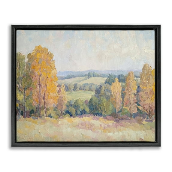 Stupell Industries Countryside in Autumn Landscape & Nature Painting Black Floater Framed Canvas Art Print Wall Art, 21 x 17